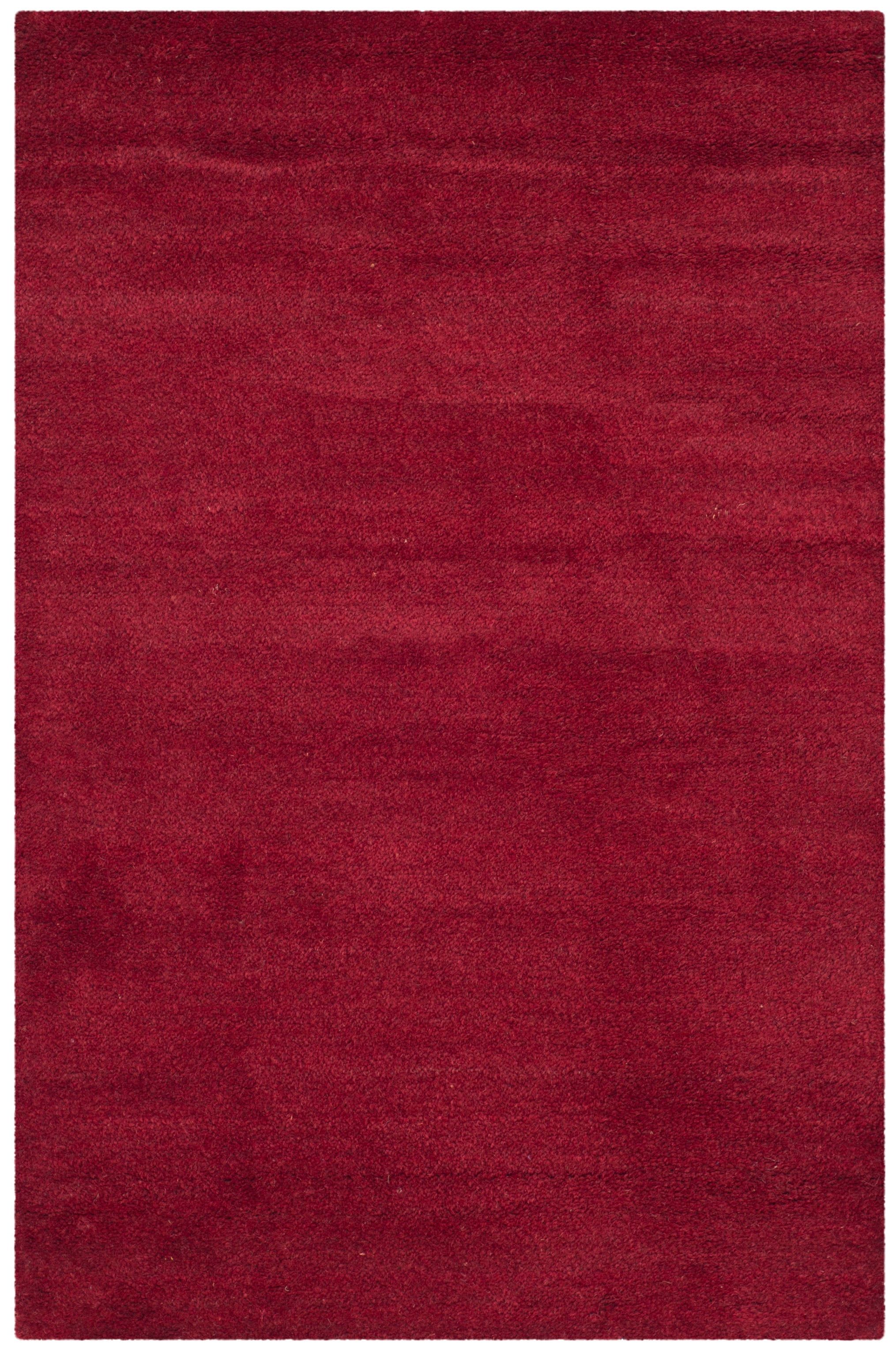 Handmade Red Wool Area Rug with Cotton Backing, 2'3" x 4'