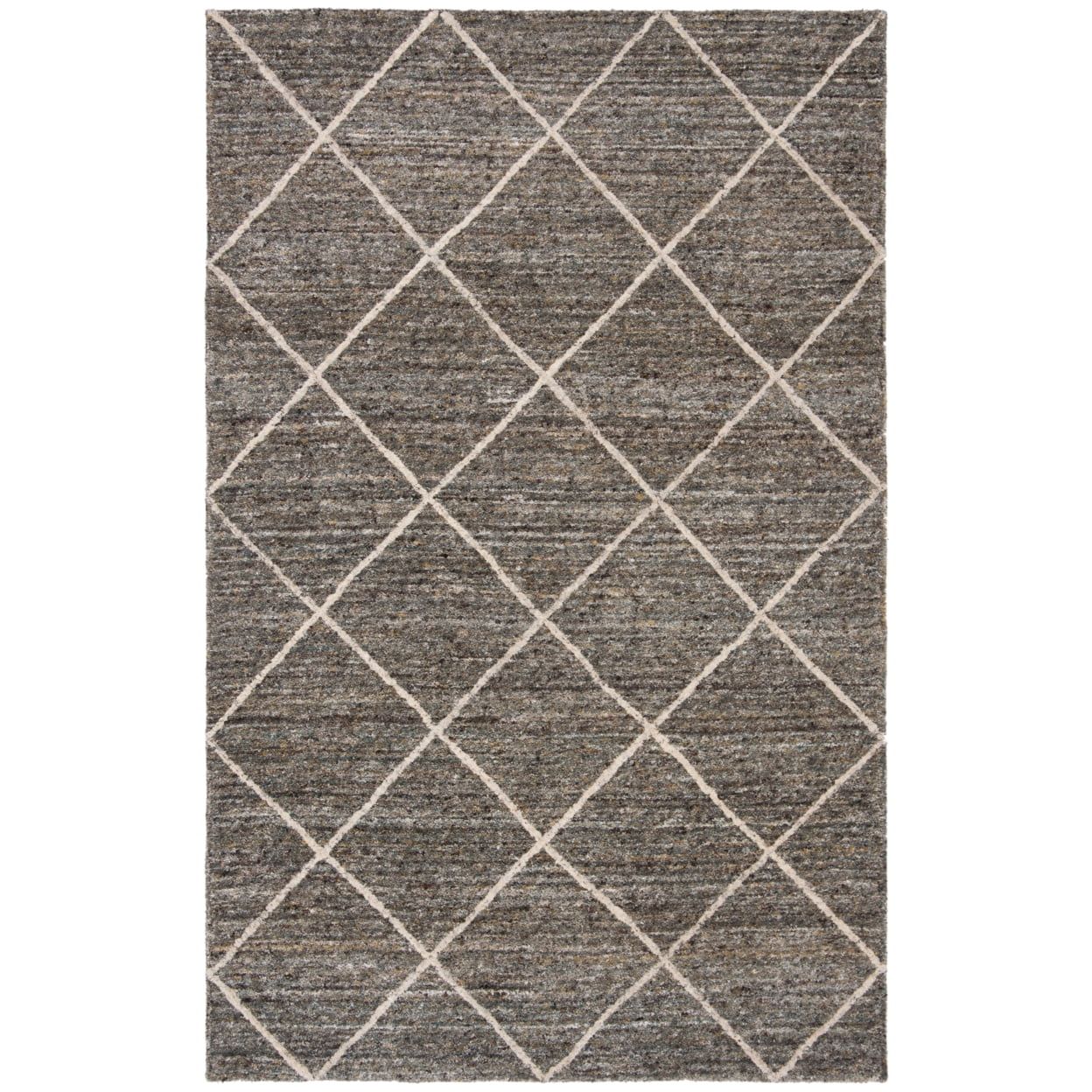 Handmade Grey and Olive Wool Tufted Rectangular Rug