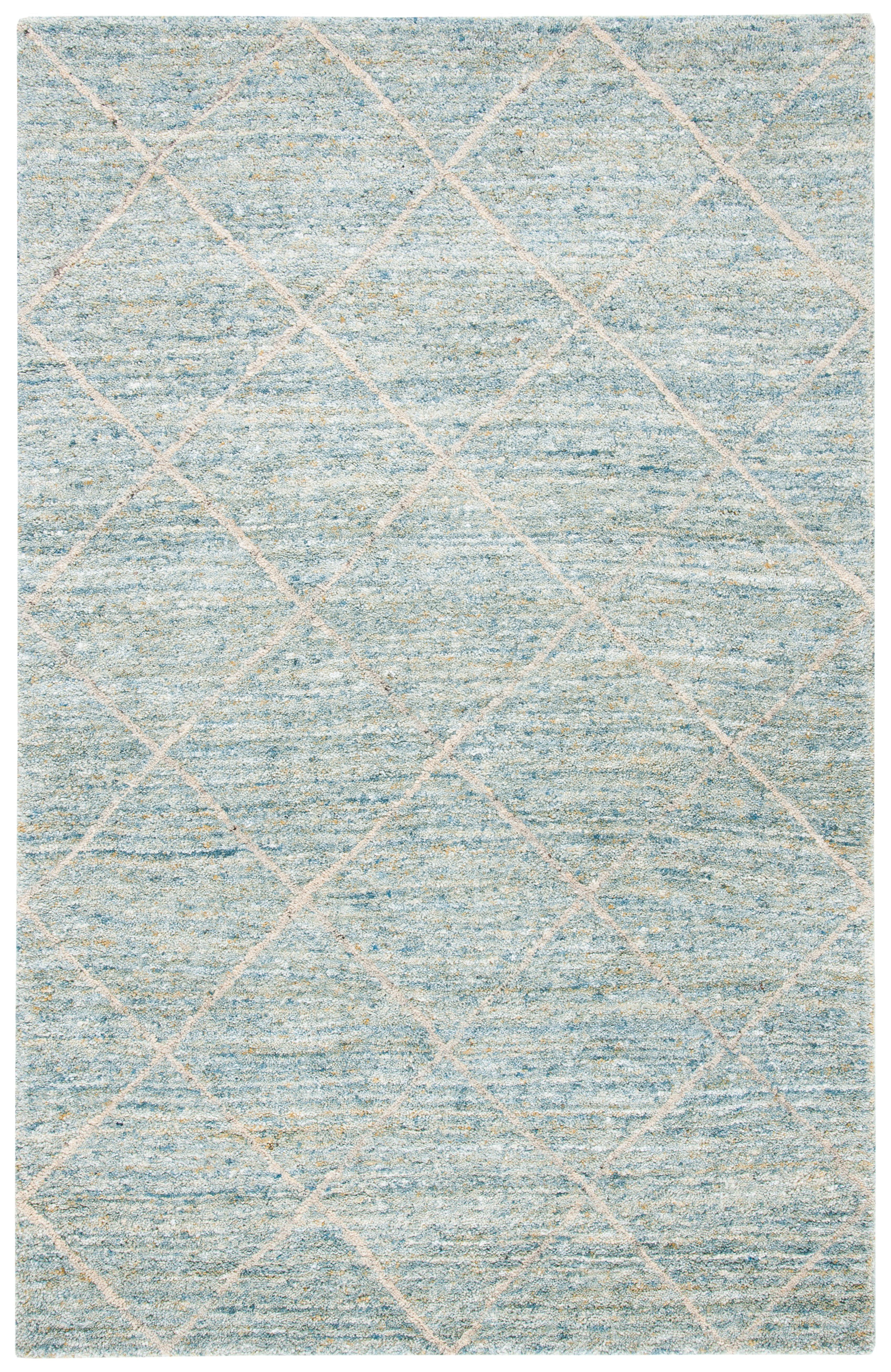 Hand-Tufted Artisan Blue Wool Rectangular Rug 6' x 9'