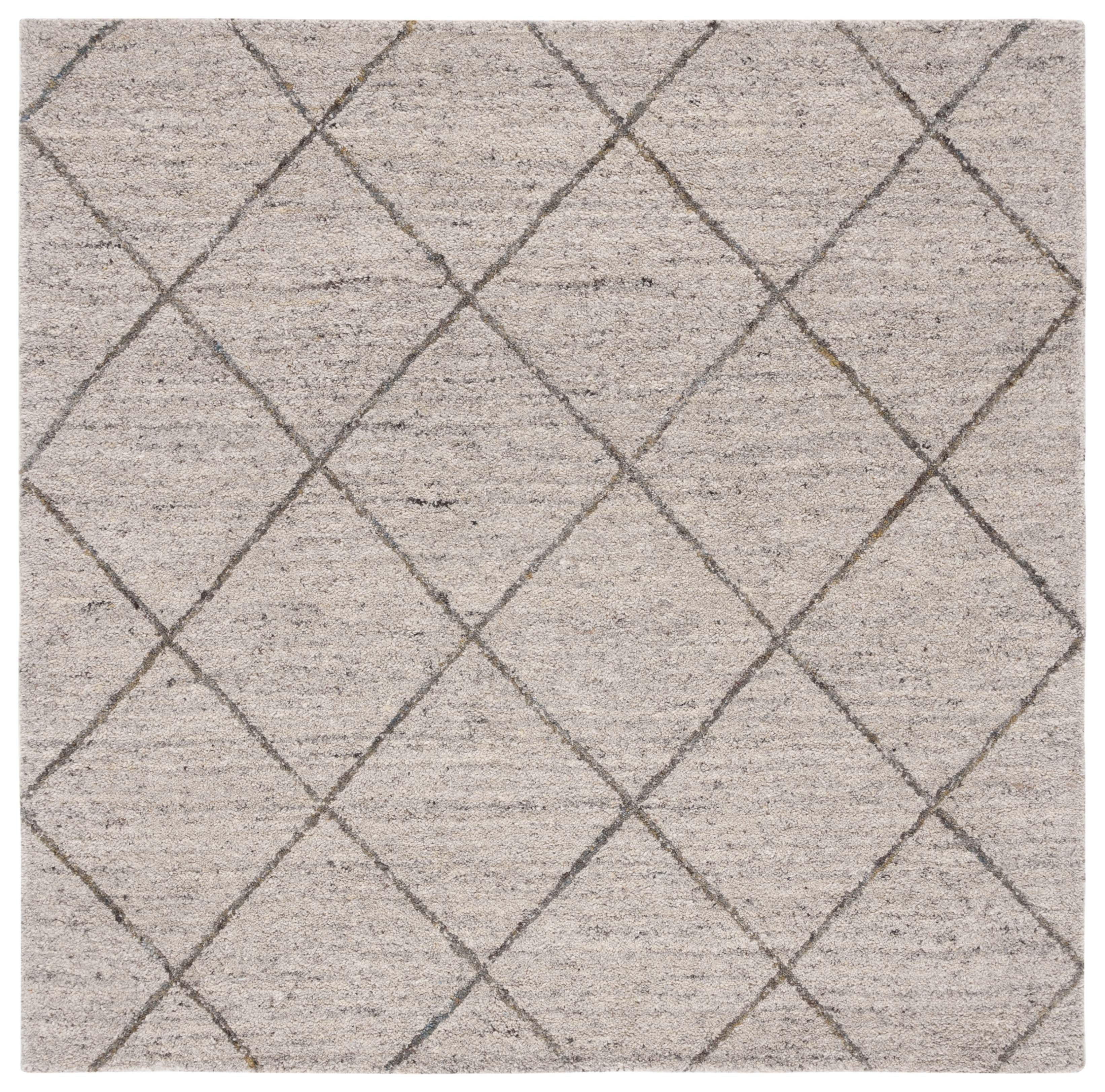 Ivory Hand-Tufted Wool Square Area Rug, 6' x 6'