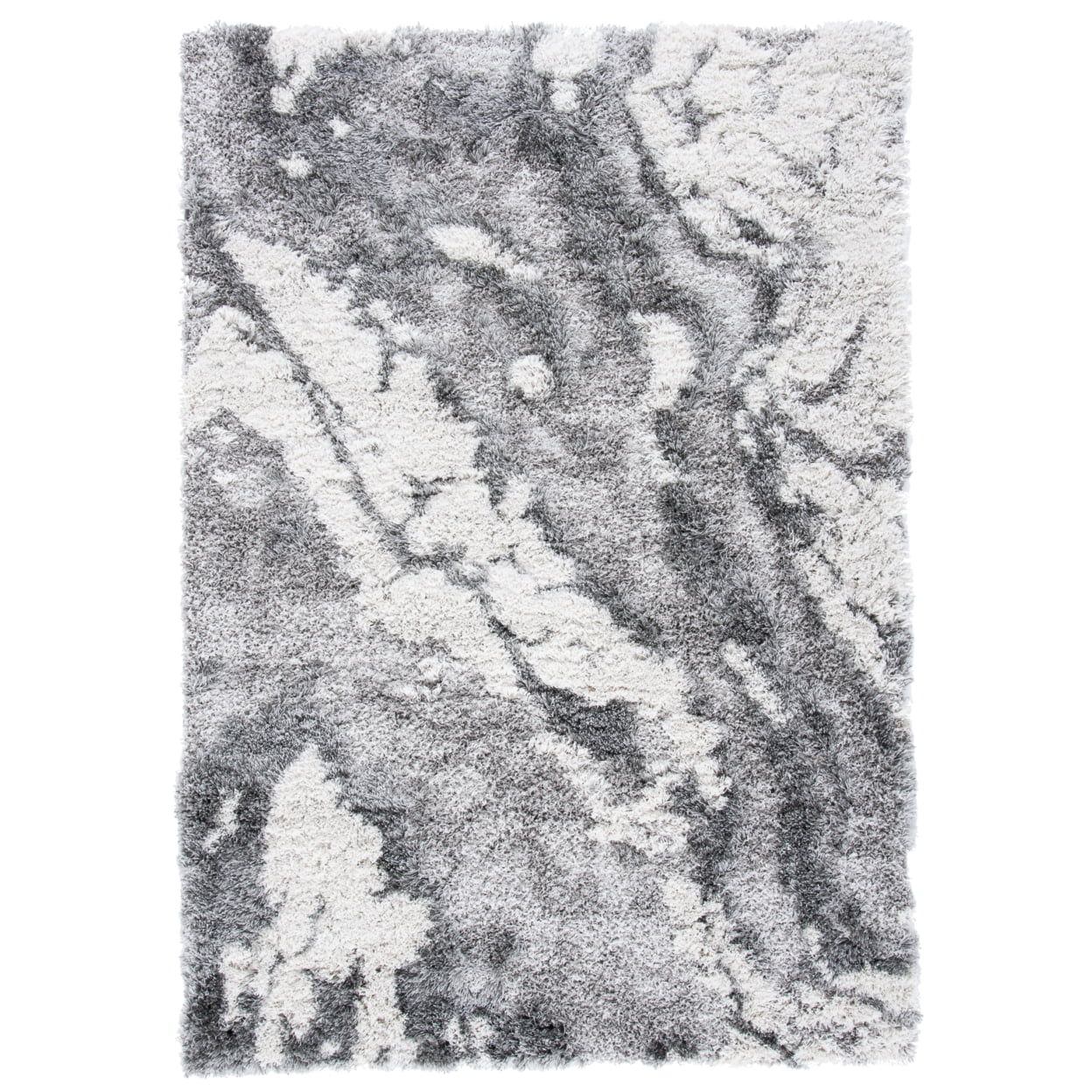 Lux Horizon Abstract Gray Shag 59" Rectangular Rug