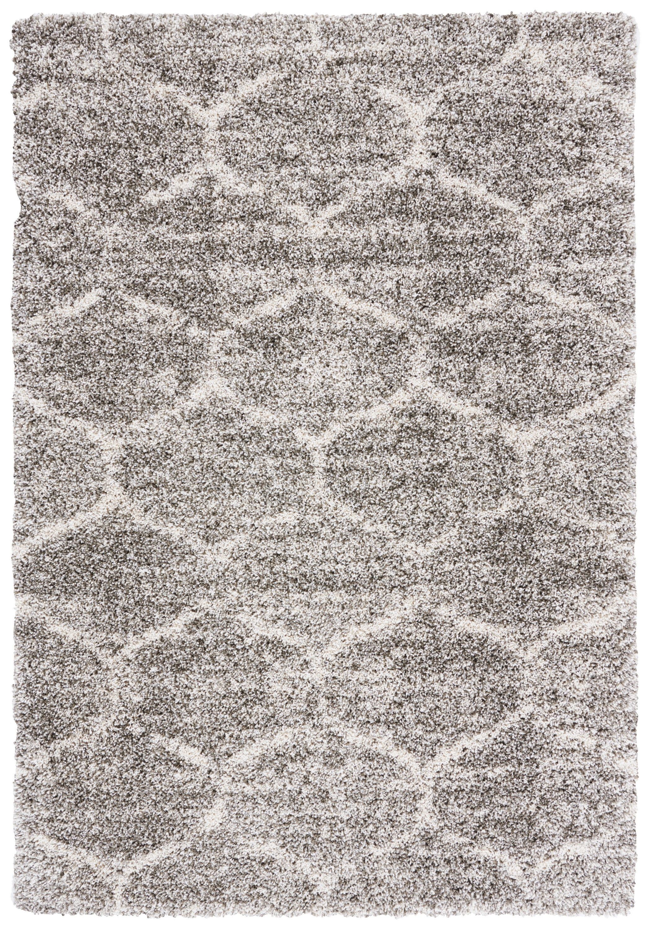 Hudson Shag 8' x 10' Ivory and Grey Synthetic Area Rug