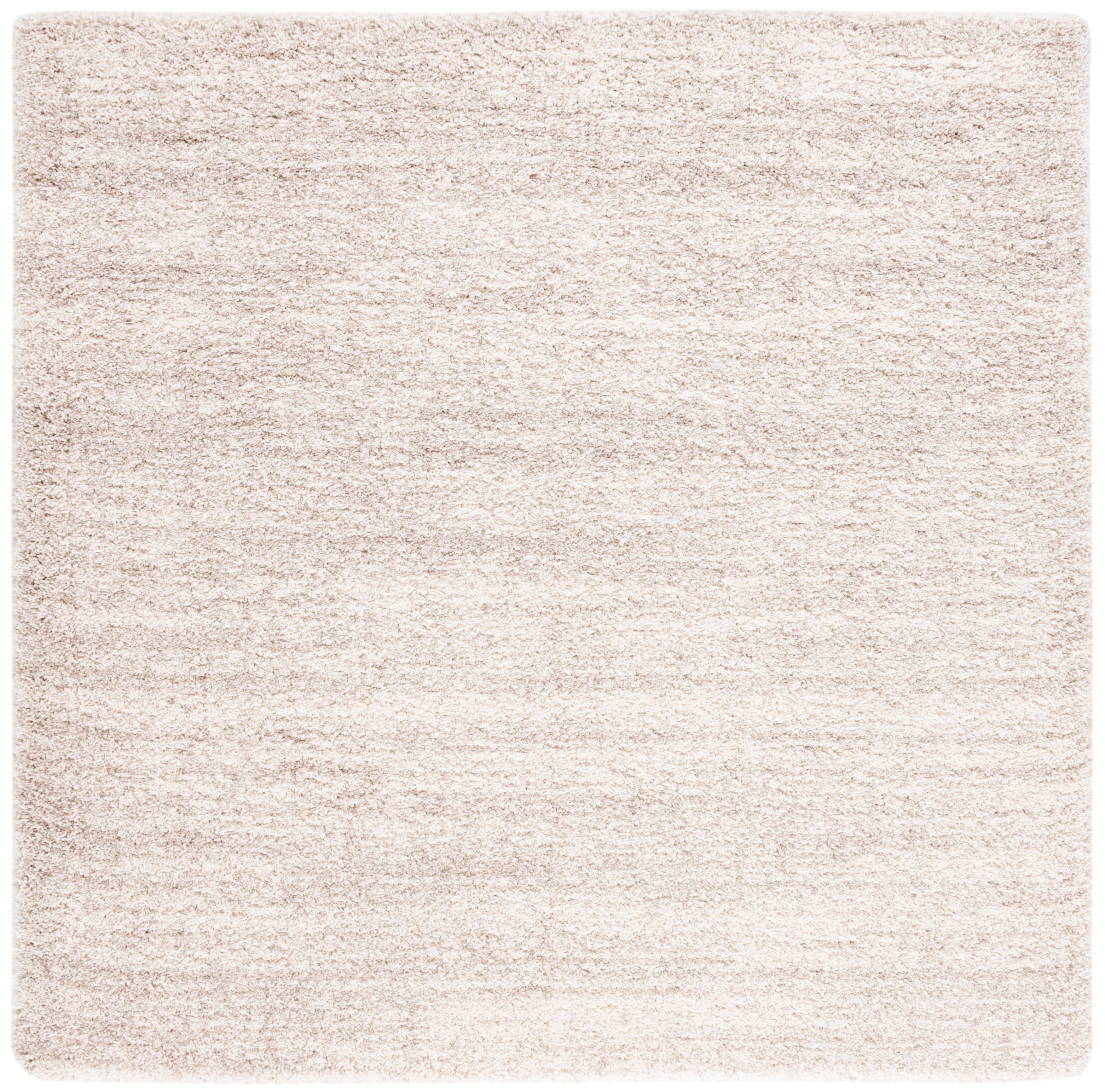 Ivory Beige Easy-Care Non-Slip Shag Square Rug, 7' x 7'