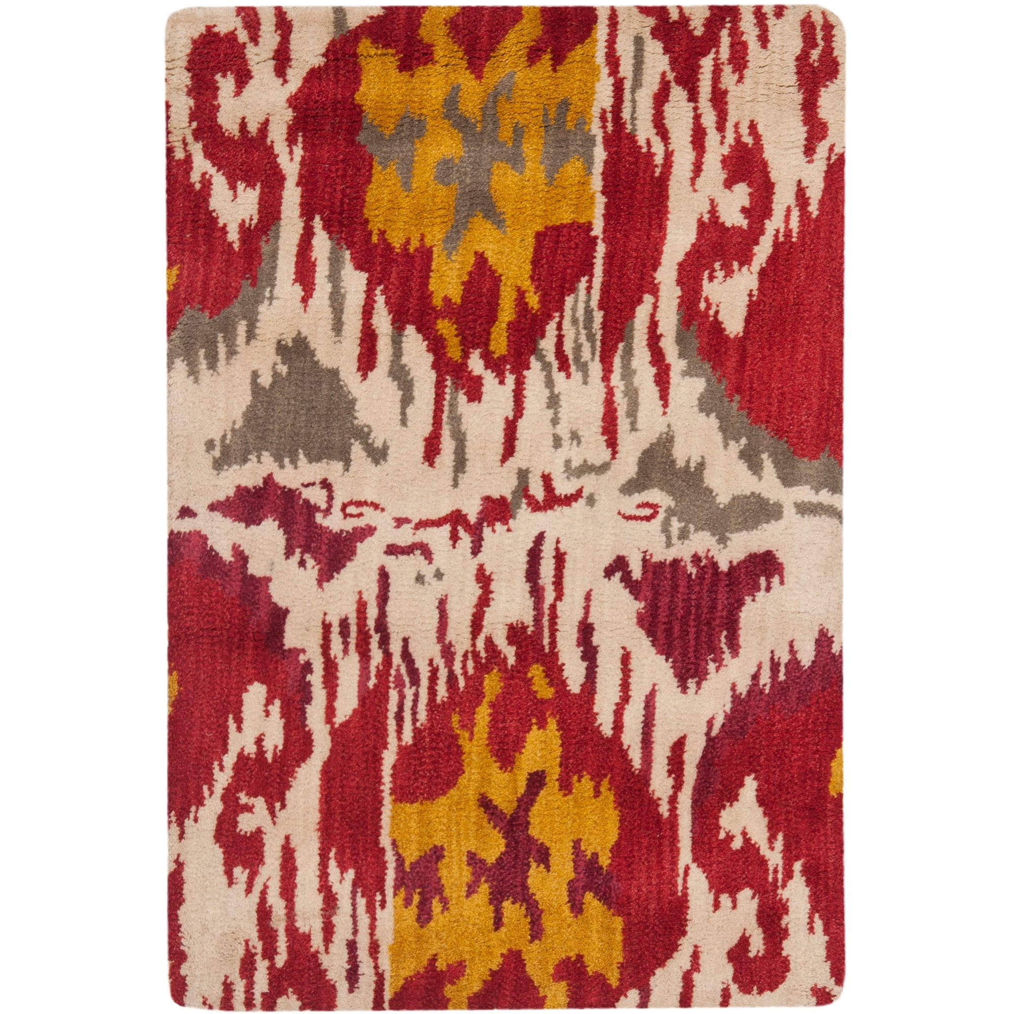 SAFAVIEH Ikat Coco Southwestern Wool Area Rug, Ivory/Red, 2' x 3'