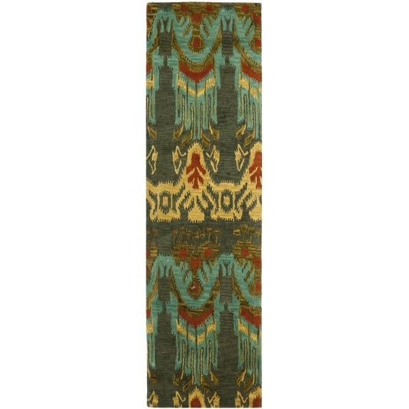 Hand-Tufted Silk Road Inspirations Wool Runner in Olive/Gold