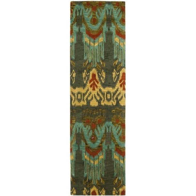 Hand-Tufted Silk Road Inspirations Wool Runner in Olive/Gold