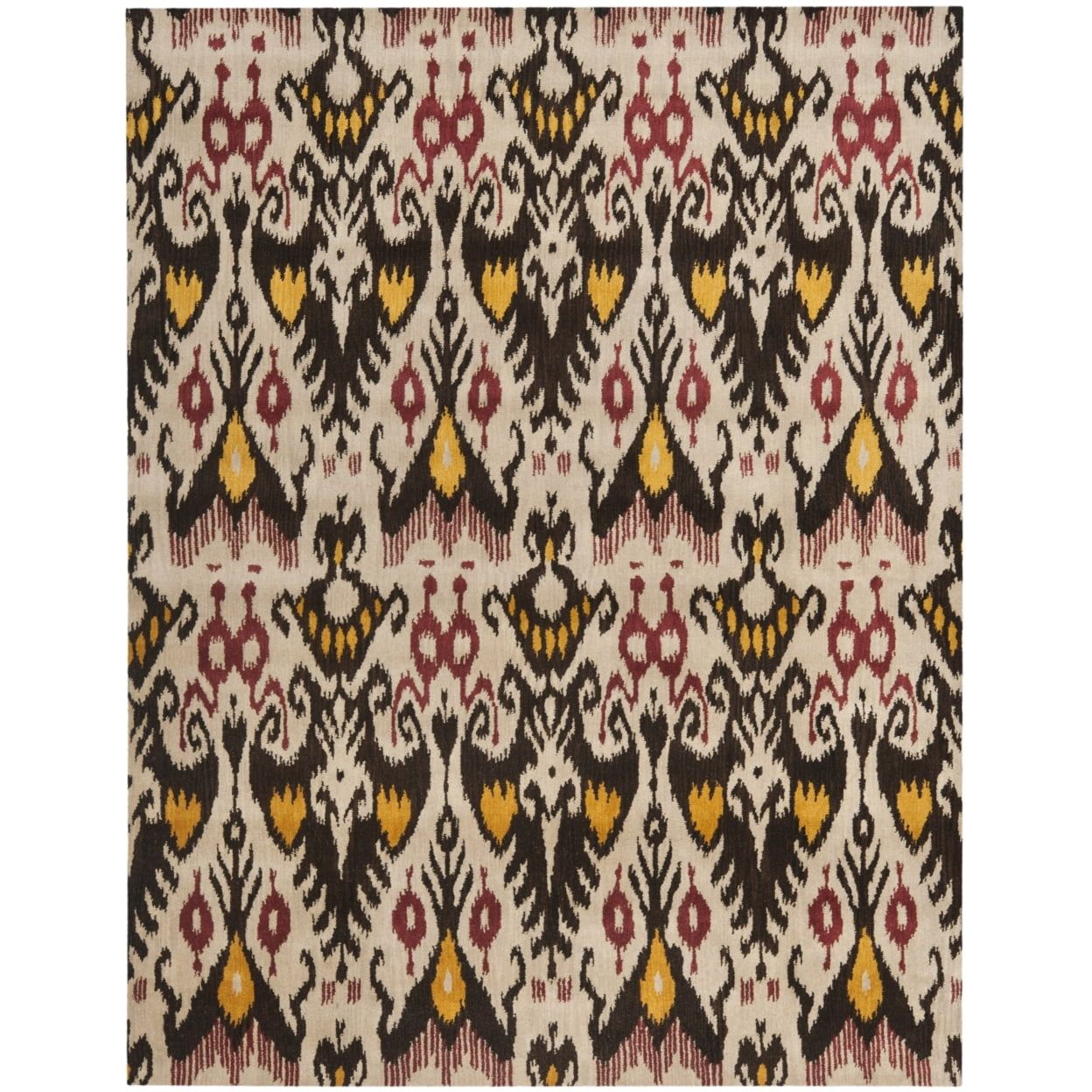 Handmade Red and Beige Wool Tufted Square Rug 6' x 6'