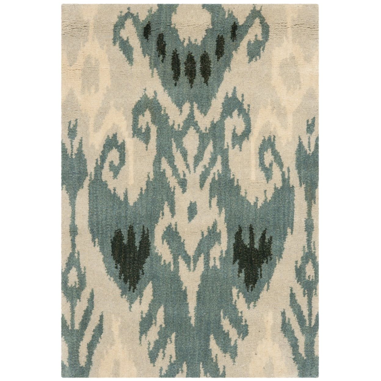 Hand-tufted Green Wool Rectangular Boho Rug - 3' x 5'