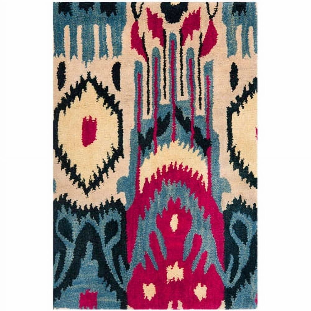 Silk Road Inspired Multicolor Hand-Tufted Wool Rectangular Rug