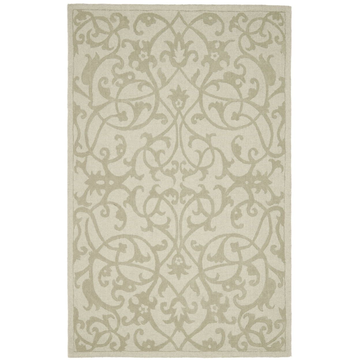 Sage Green Hand-Tufted Wool Area Rug, 4' x 6'