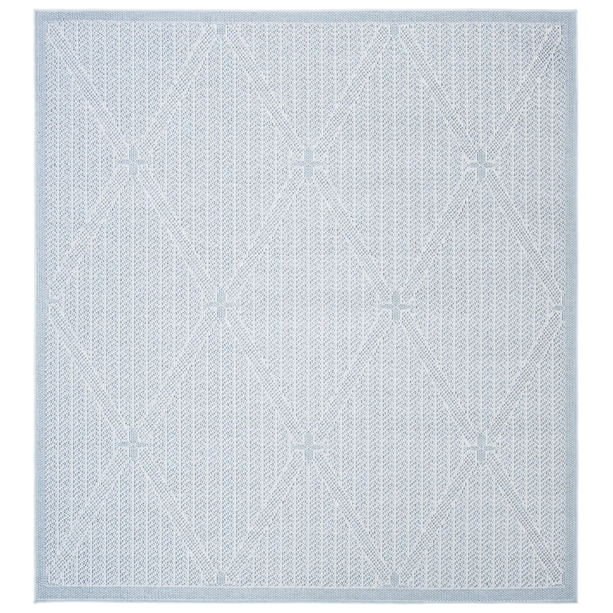 Bermuda Bliss Light Blue & Ivory 5' Square Geometric Rug