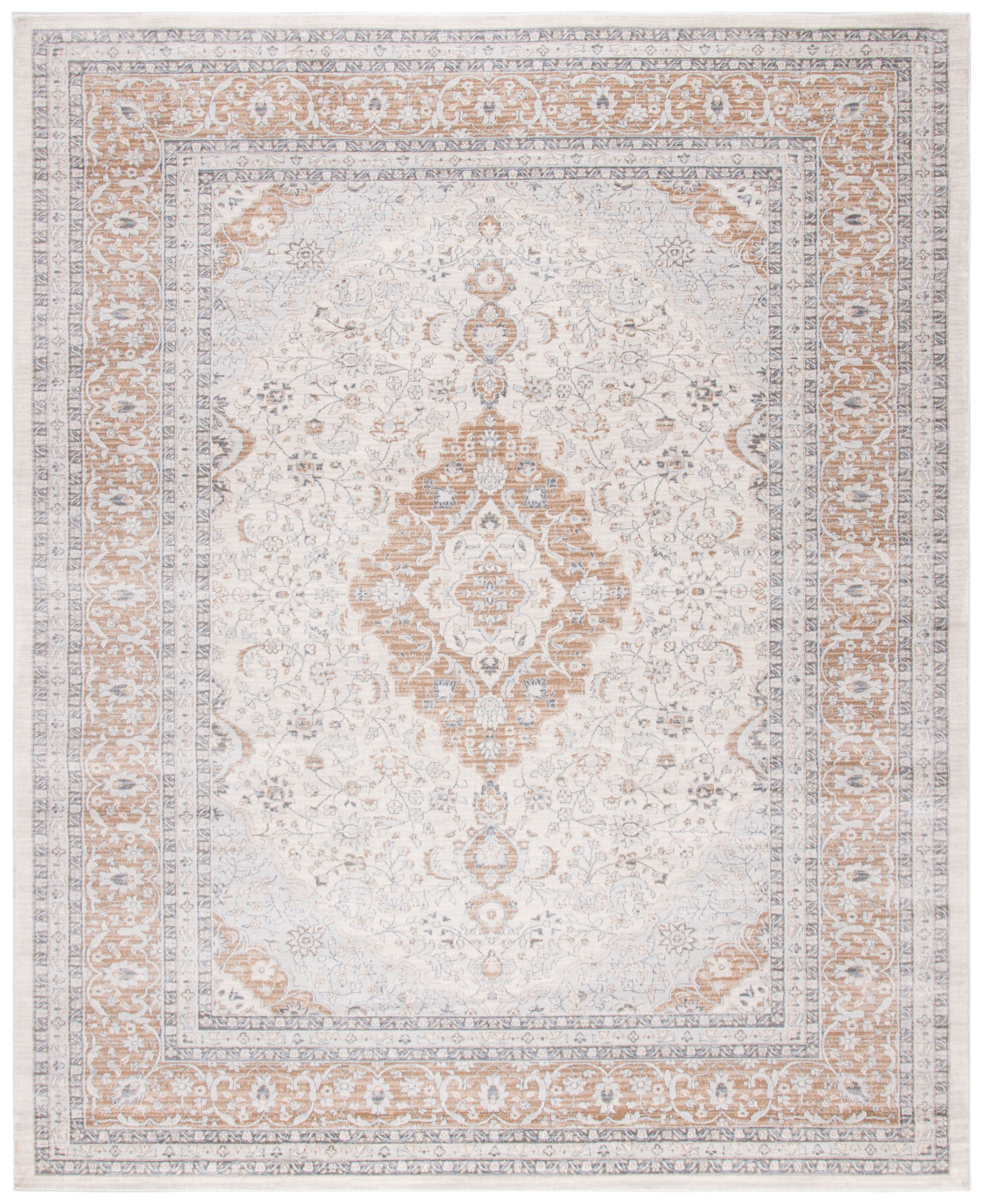 Isabella Cream and Beige Synthetic 10' x 14' Oriental Area Rug