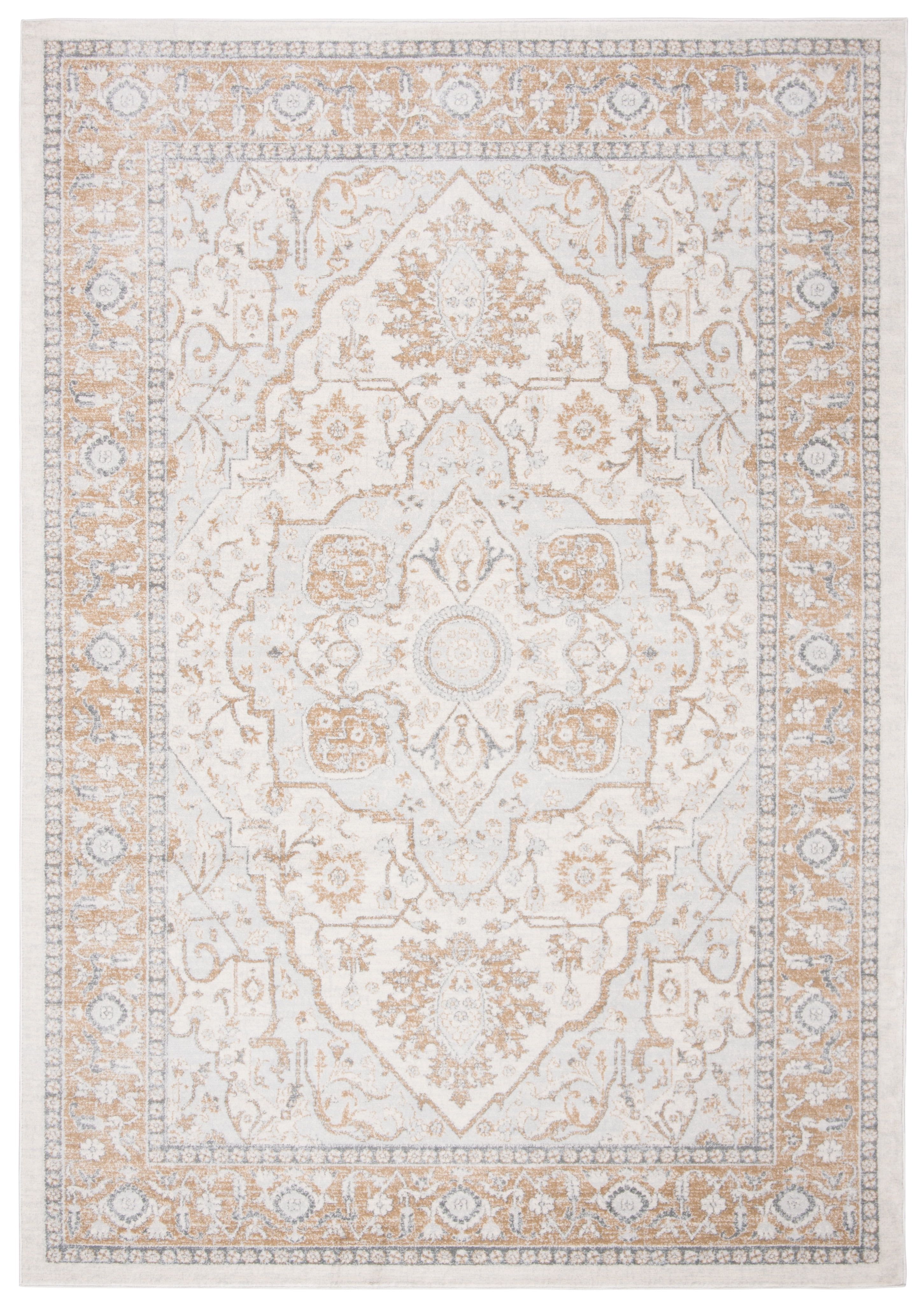 Isabella Cream and Beige Synthetic Area Rug