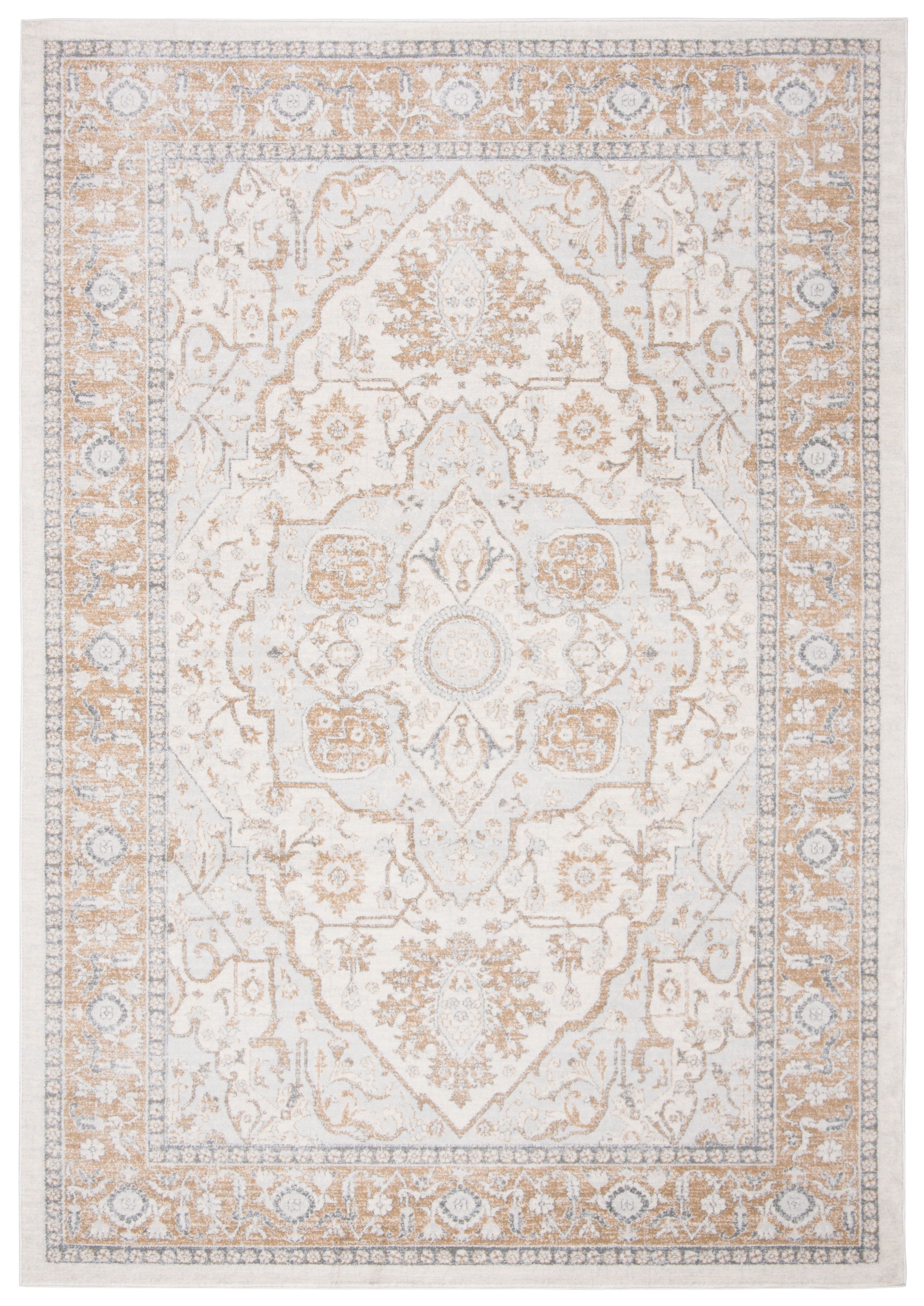 Isabella Cream and Beige Synthetic Area Rug