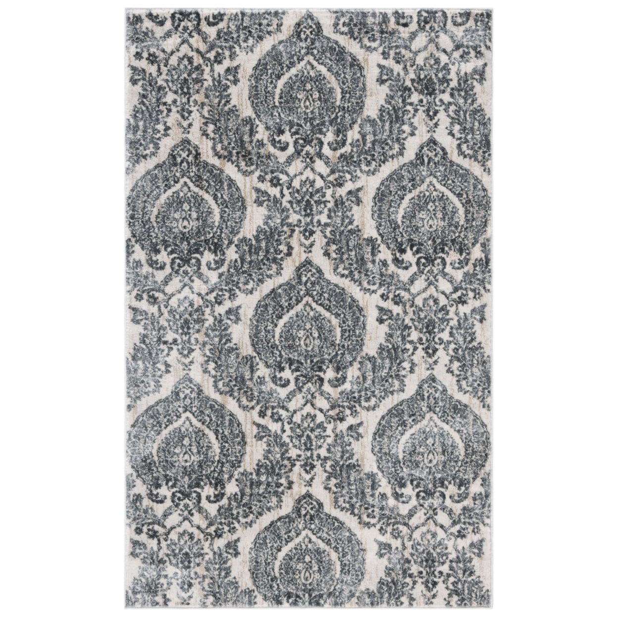 Gray Floral Medallion Synthetic Area Rug, 3' x 5'