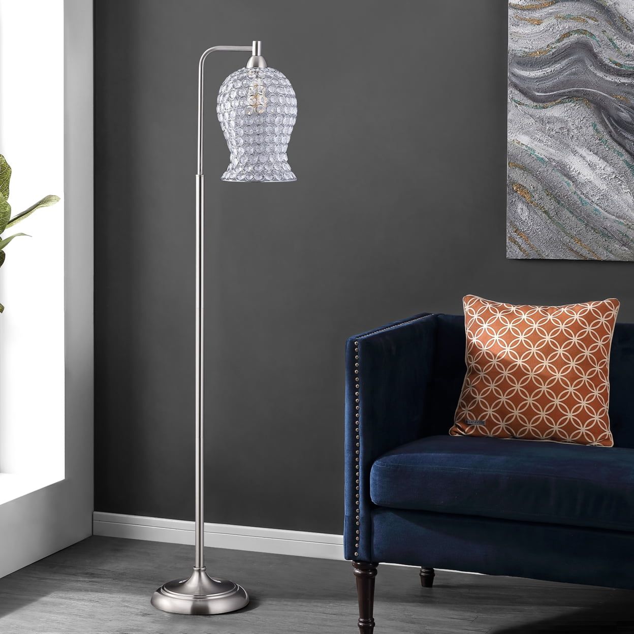 Izzy 61.5" Adjustable Black Iron Arc Floor Lamp