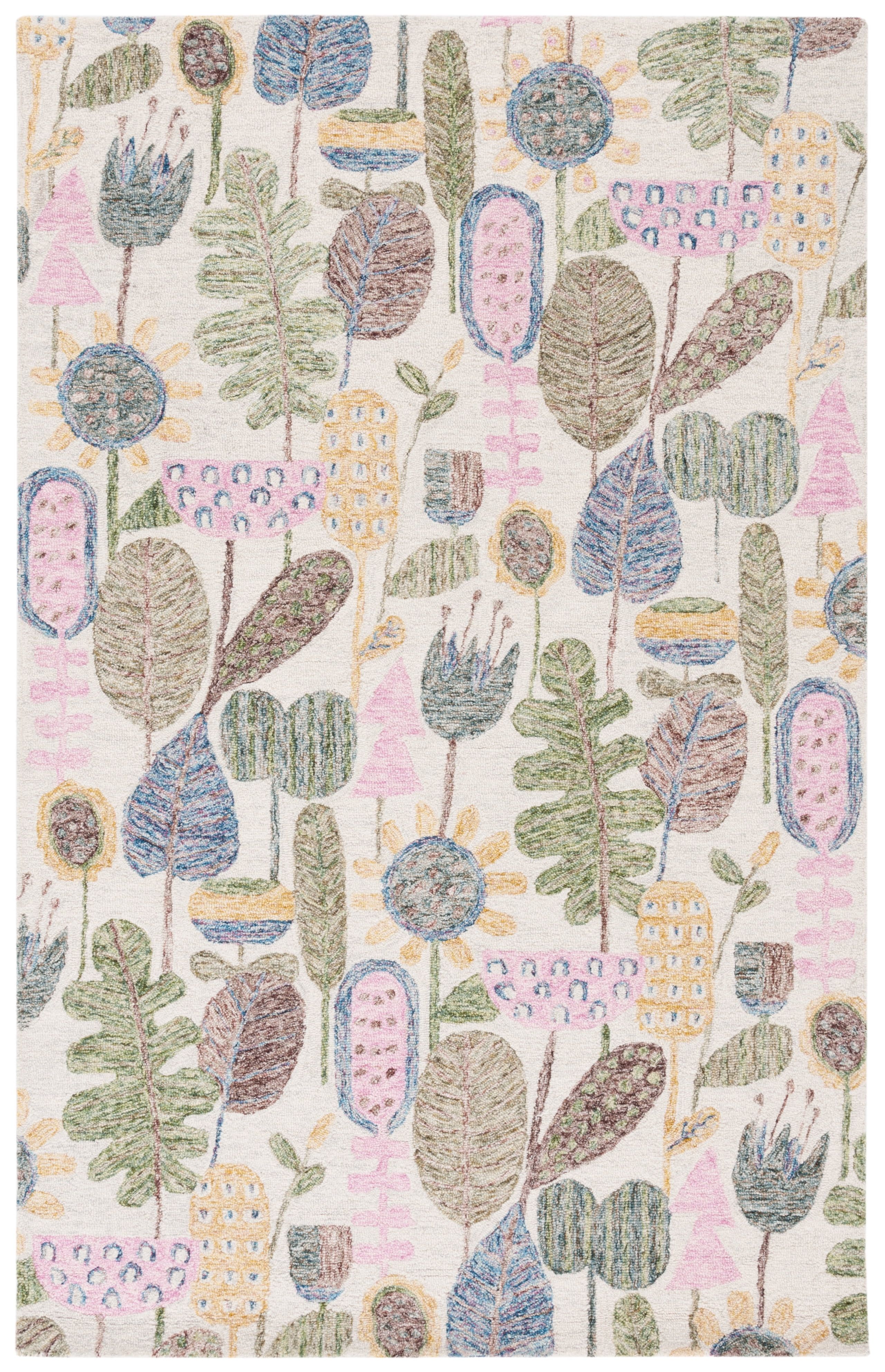 Jardin Blue and Pink Floral Wool Area Rug