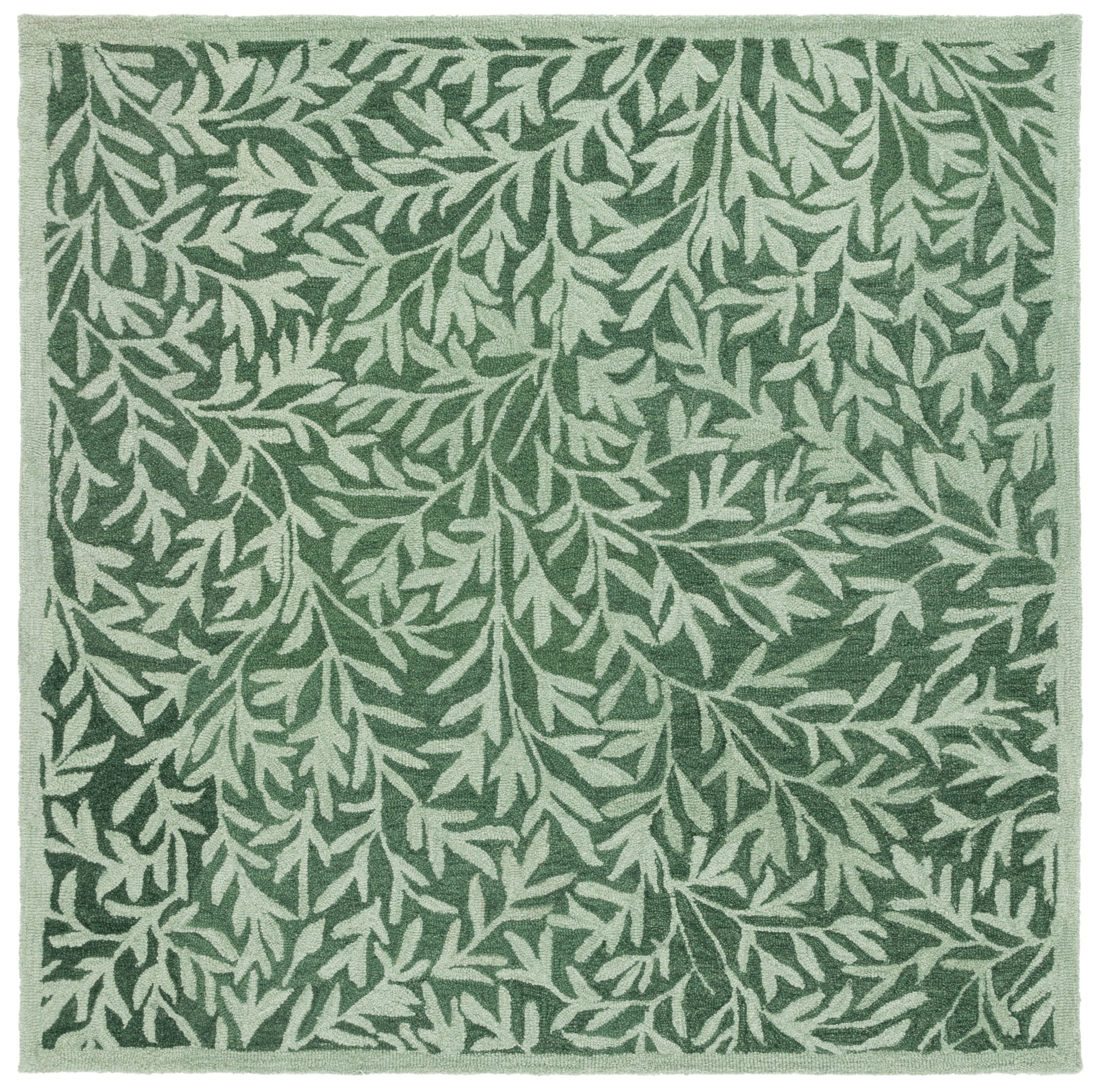 Green Hand-Tufted Wool 6' Square Area Rug