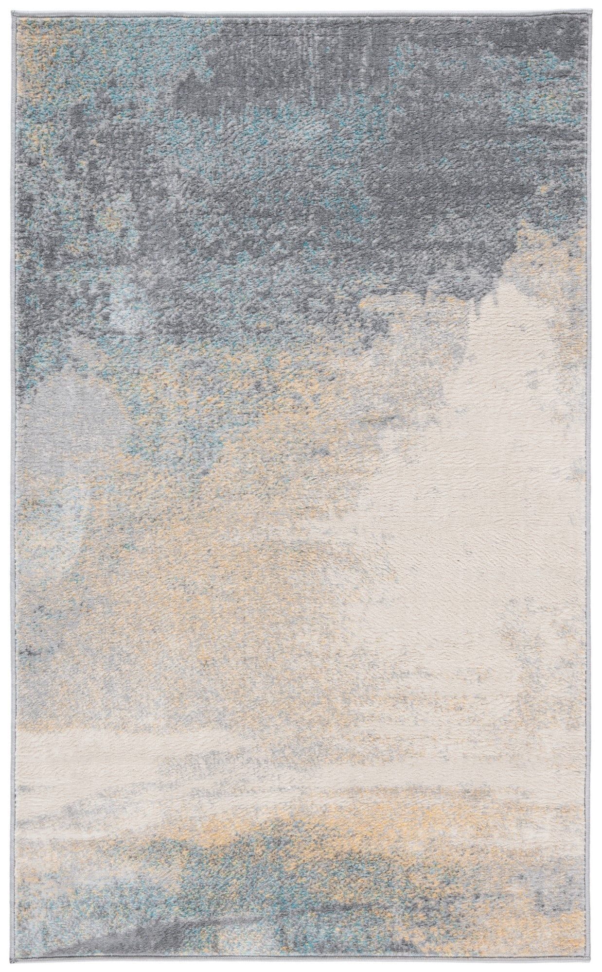 Modern Abstract Gray Synthetic 3' x 5' Easy-Care Area Rug