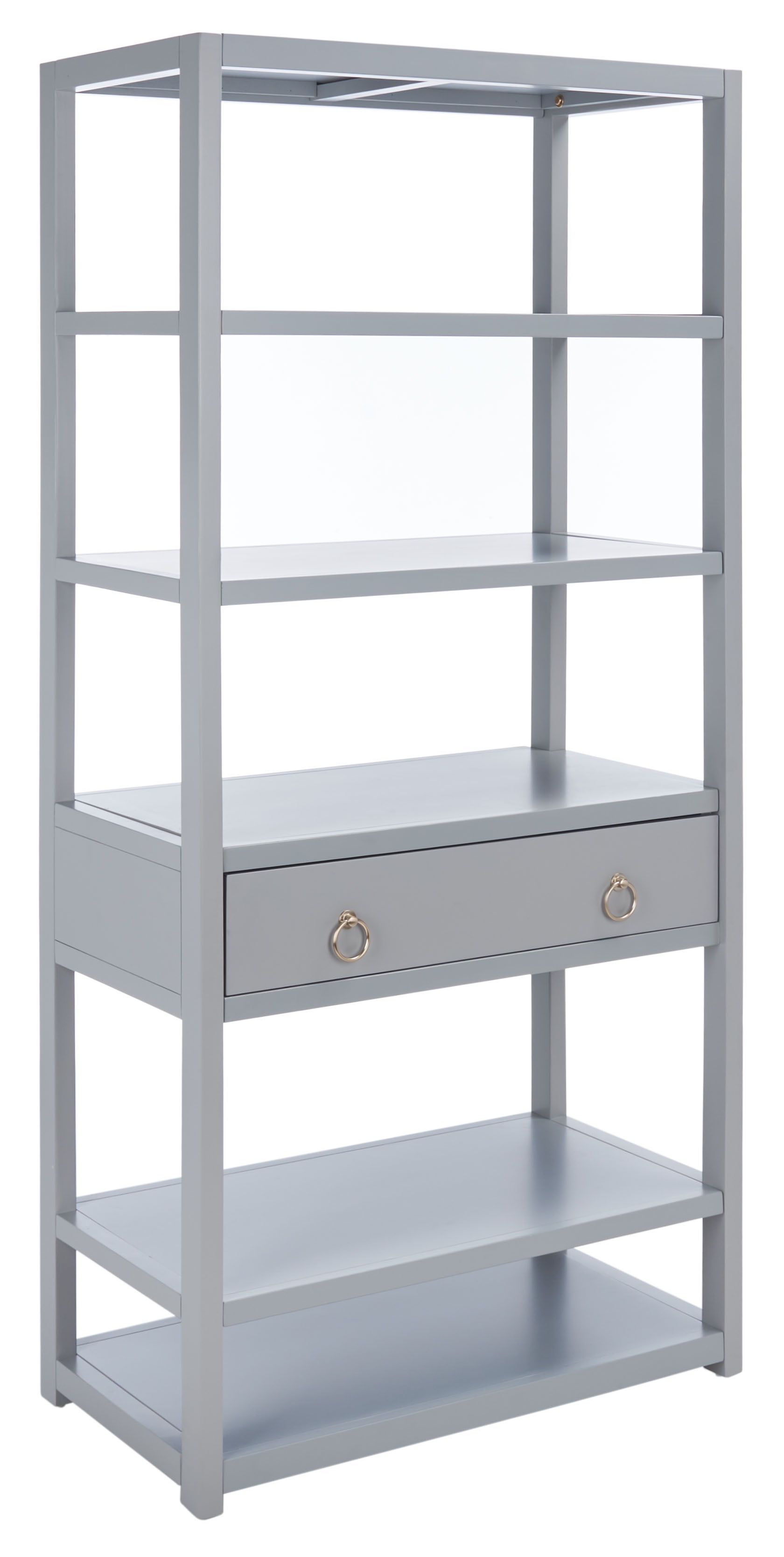 Johni 74" Gray Mahogany 1-Drawer 5-Shelf Etagere