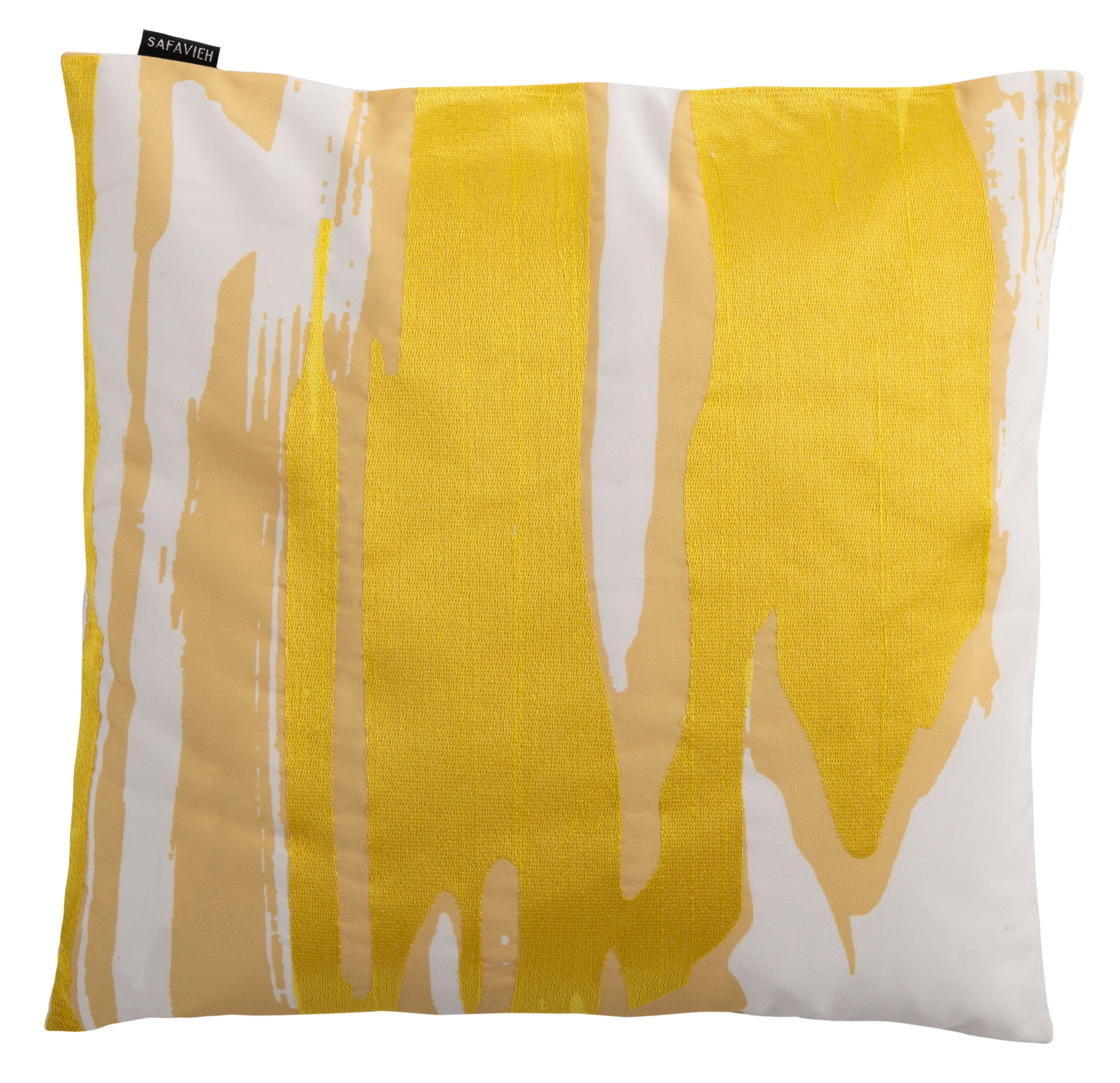 Julienne 18" Mustard and White Cotton Accent Pillow