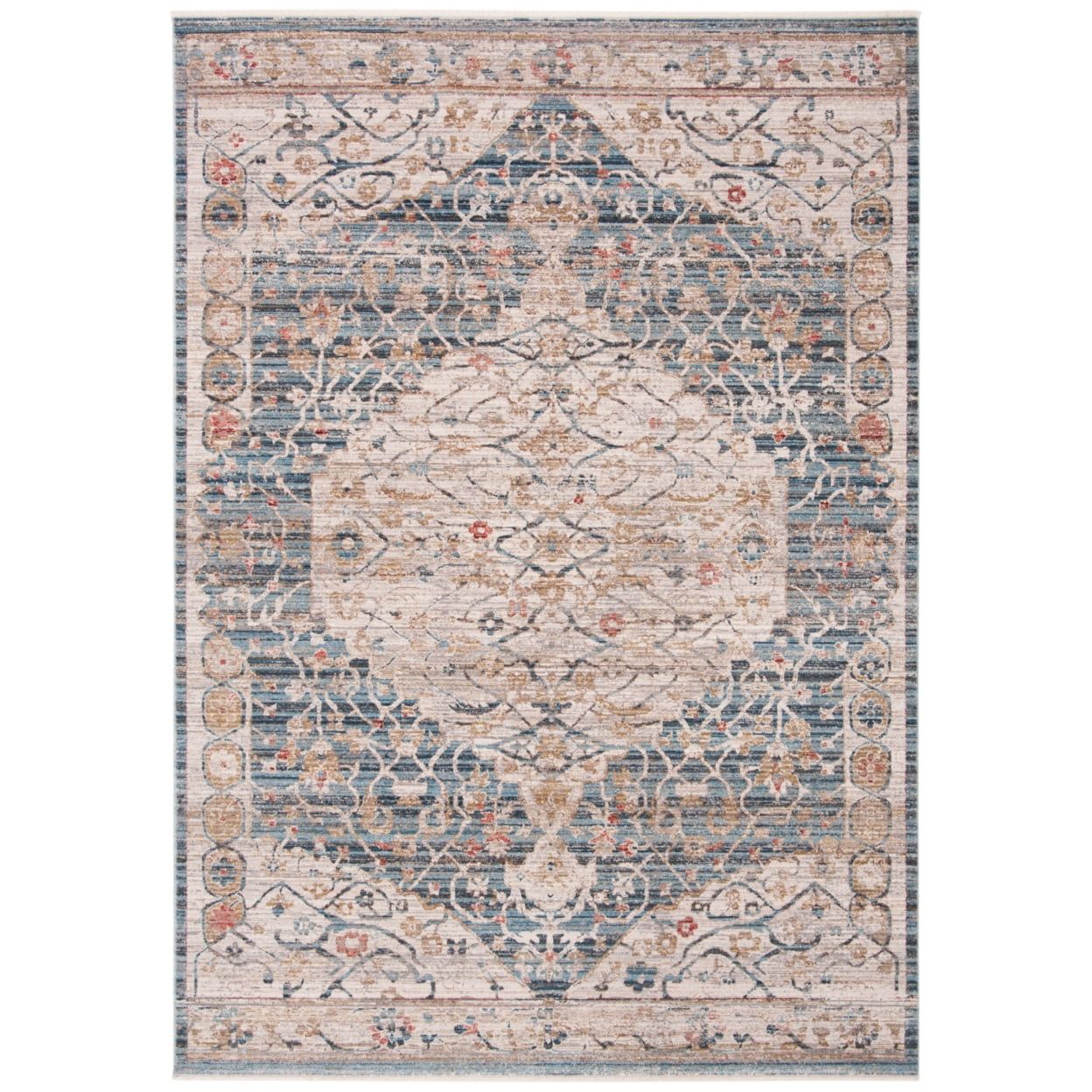 Ivory Medallion 9' x 12' Synthetic Hand-Knotted Rug