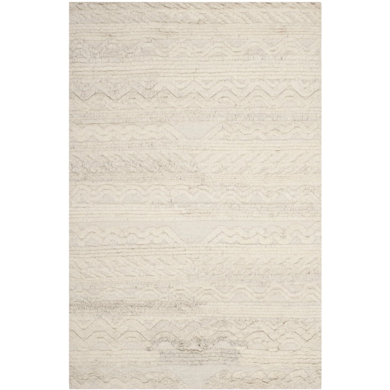 Ivory Hand-knotted Wool Rectangular 9' x 12' Rug