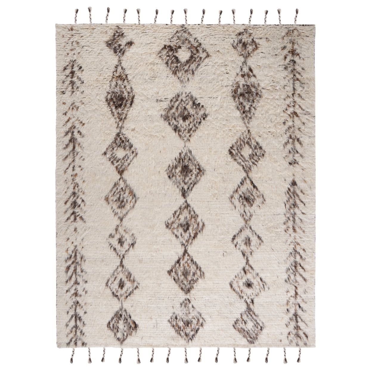 Elevated Tribal Ivory Wool 9' x 12' Hand-Knotted Area Rug