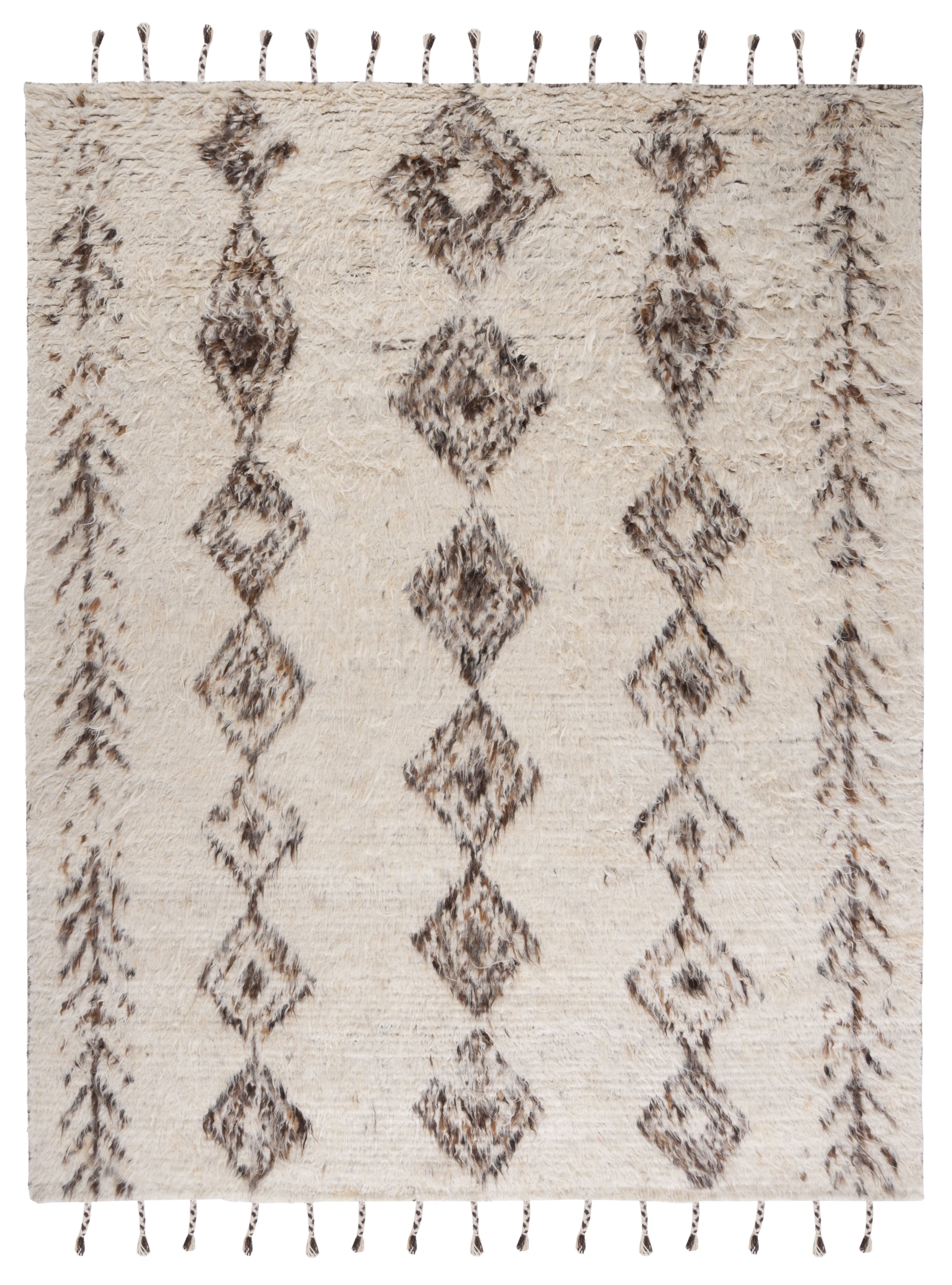 Elevated Tribal Ivory Wool 9' x 12' Hand-Knotted Area Rug