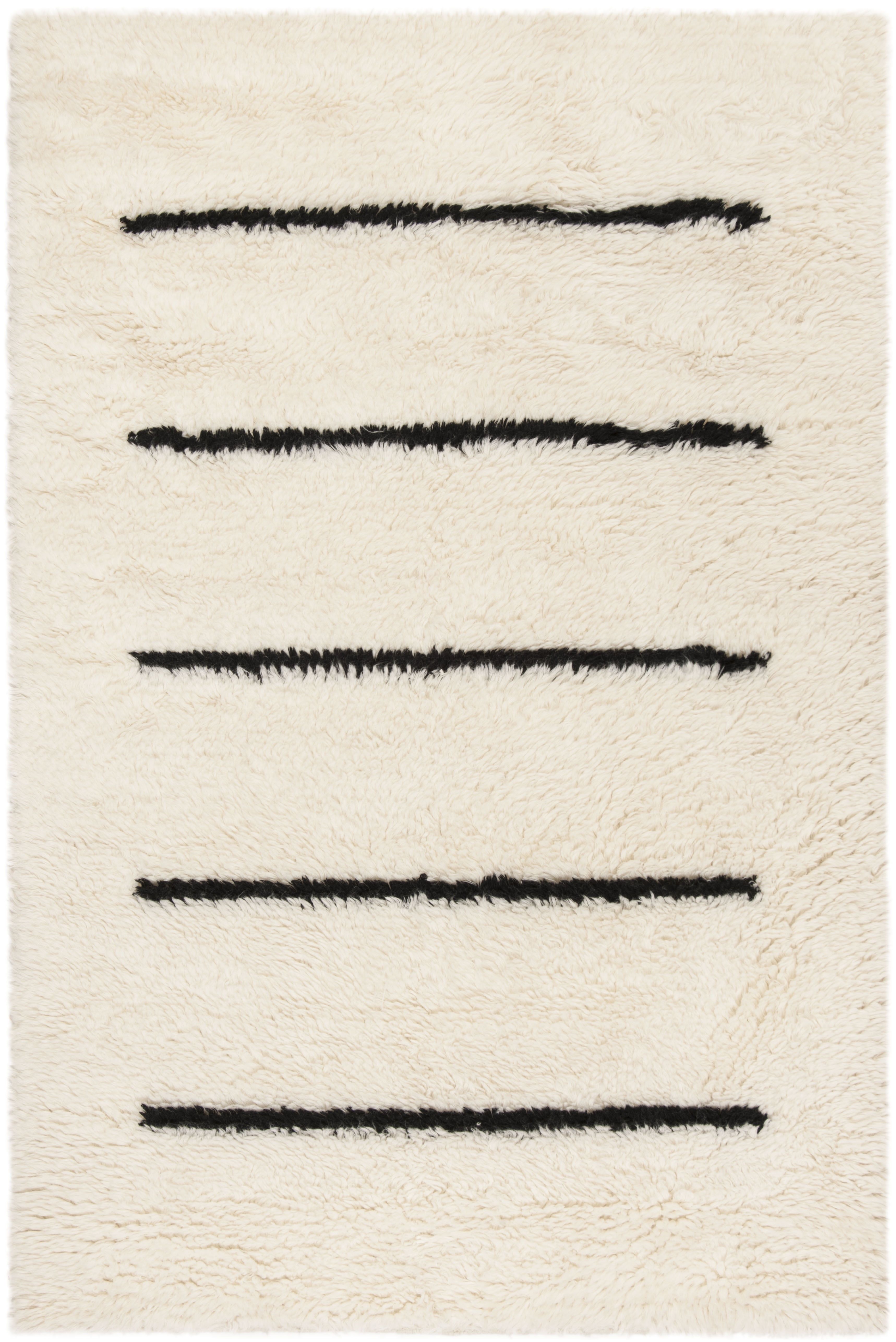 Elevated Tribal Essence Black Wool 3' x 5' Hand-Knotted Rug