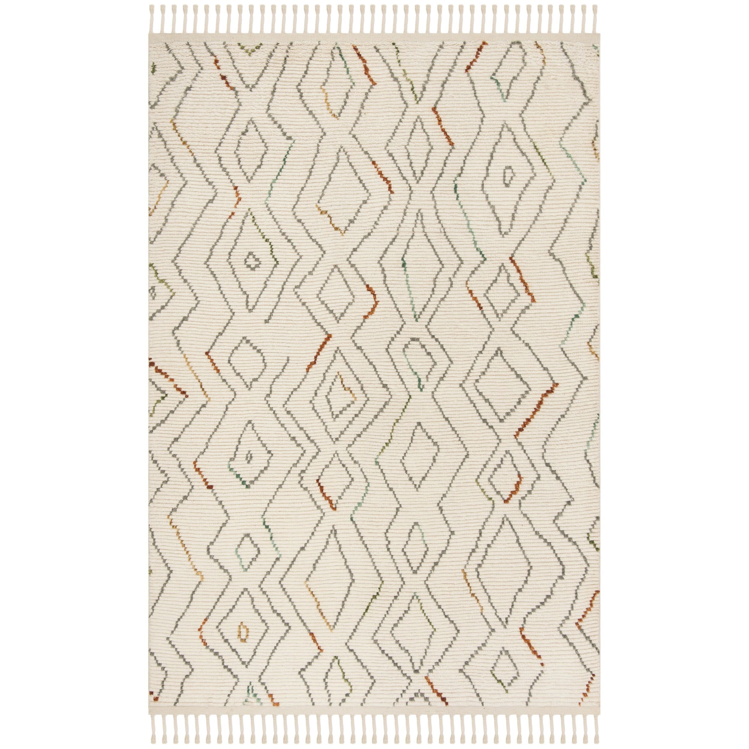 Ivory Hand-Knotted Wool Geometric 6' x 9' Area Rug