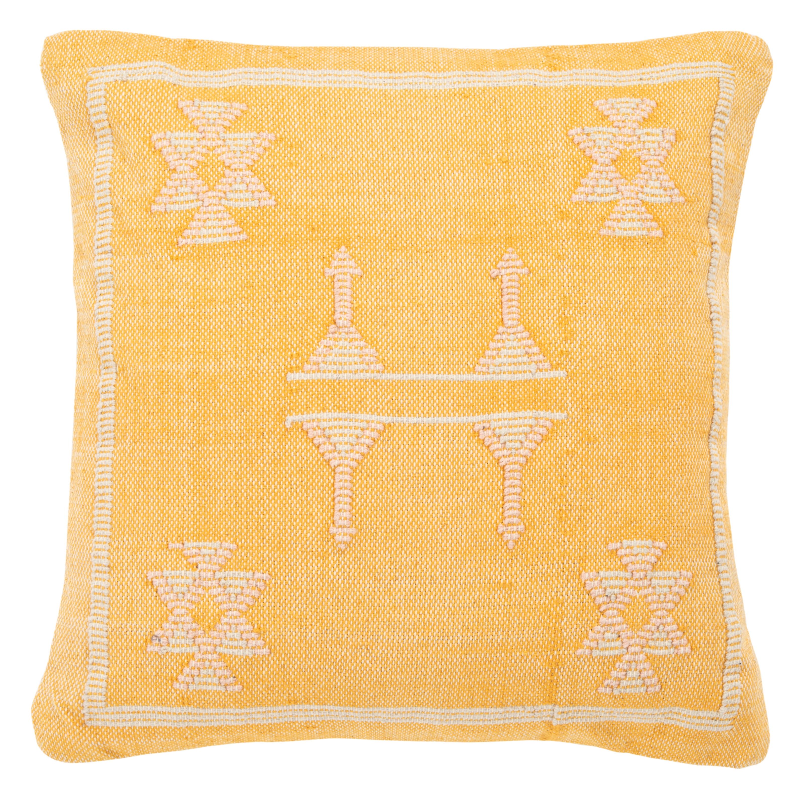 Kiba Mustard Cotton Southwestern Boho 18" Square Pillow