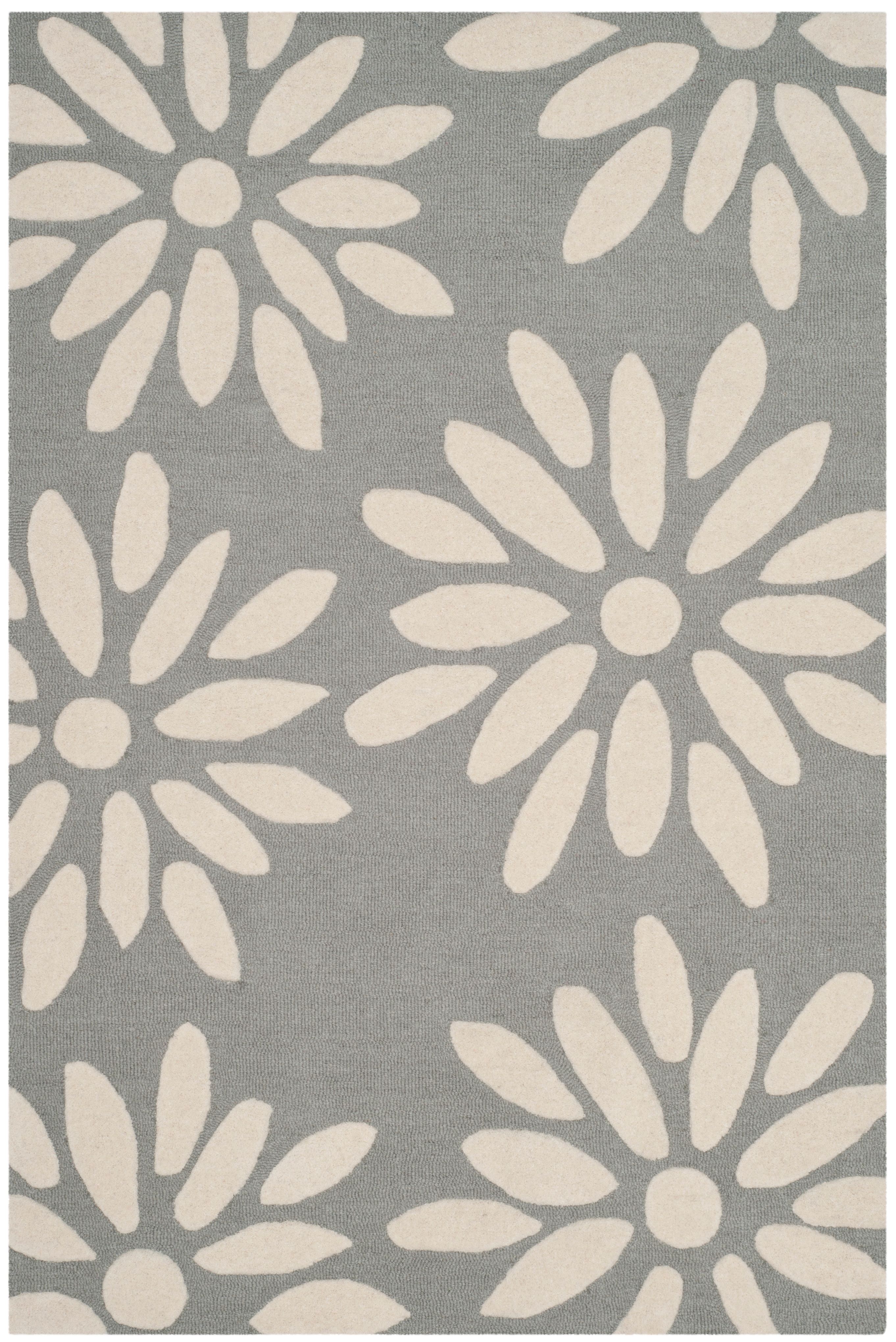 Grey and Ivory Hand-Tufted Wool Kids Area Rug, 3' x 5'