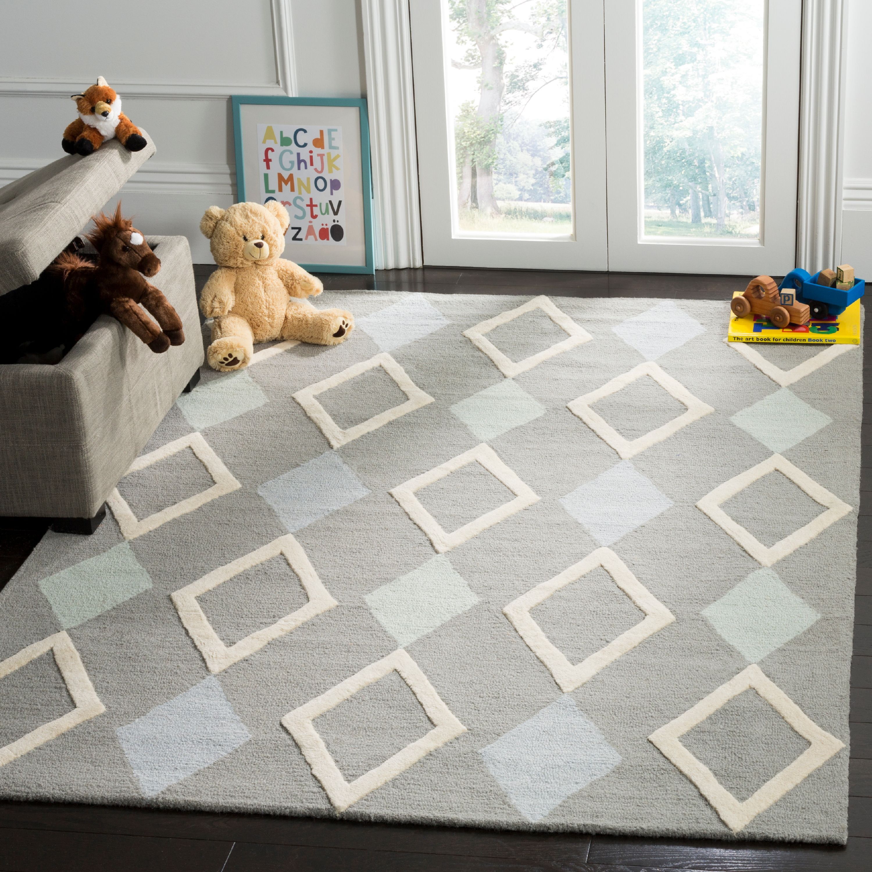 Gray Hand-Tufted Wool Kids Area Rug, 6' x 9'