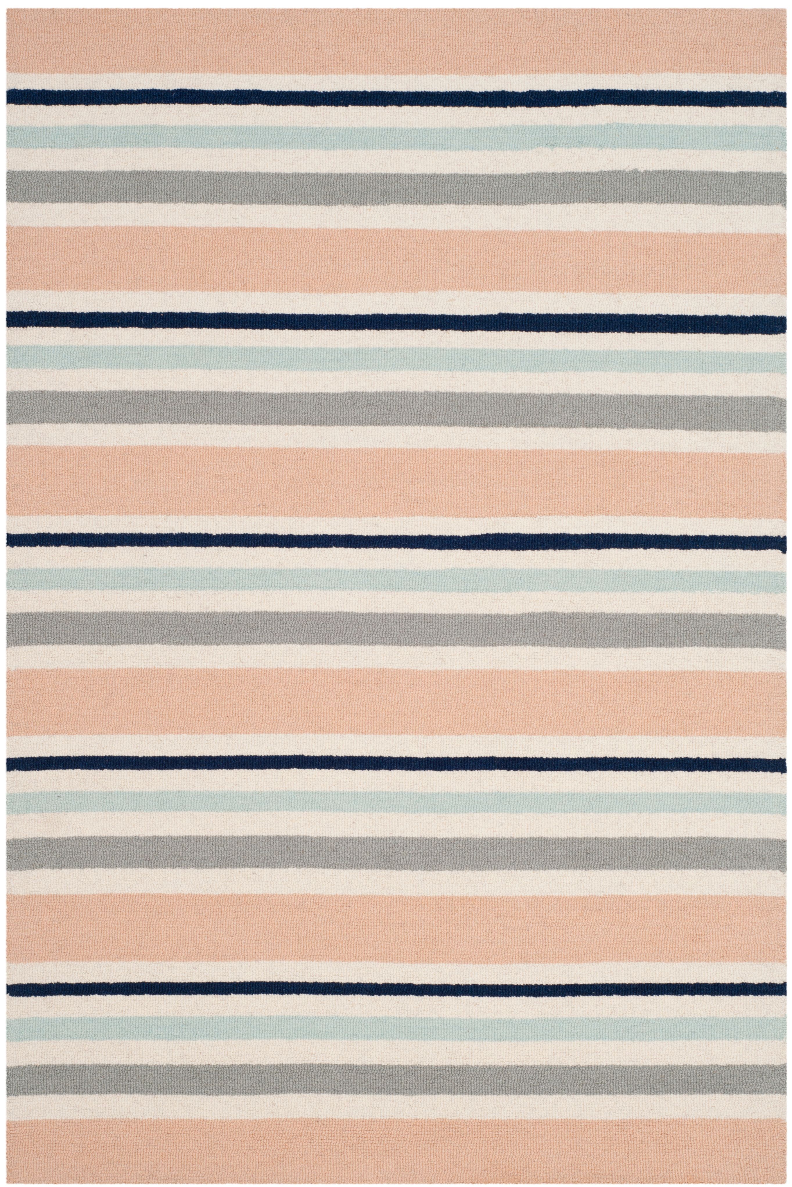 Ivory and Multi Striped Wool Kids Area Rug 3' x 5'