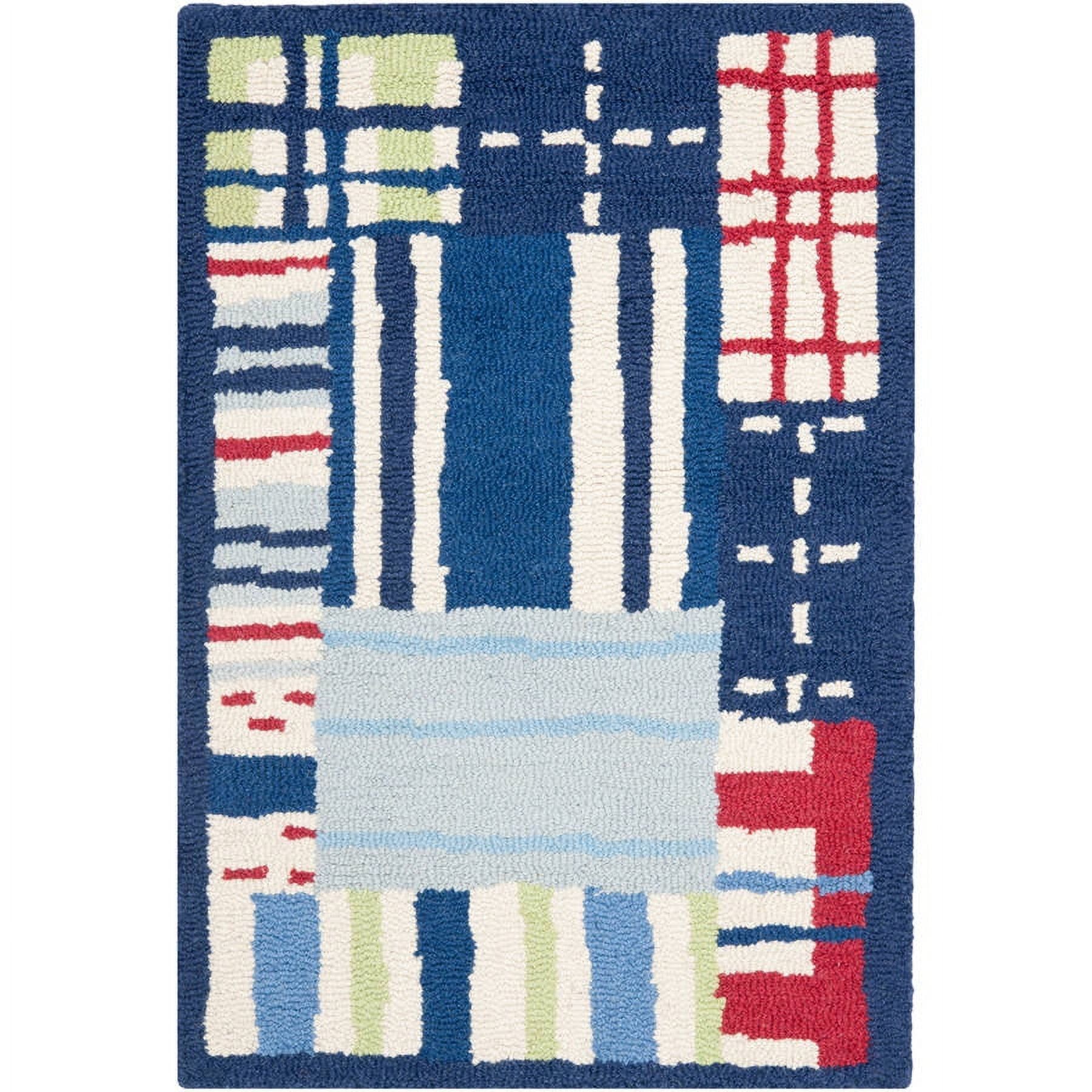 Blue Multicolor Hand-Tufted Wool Kids Area Rug 2' x 3'