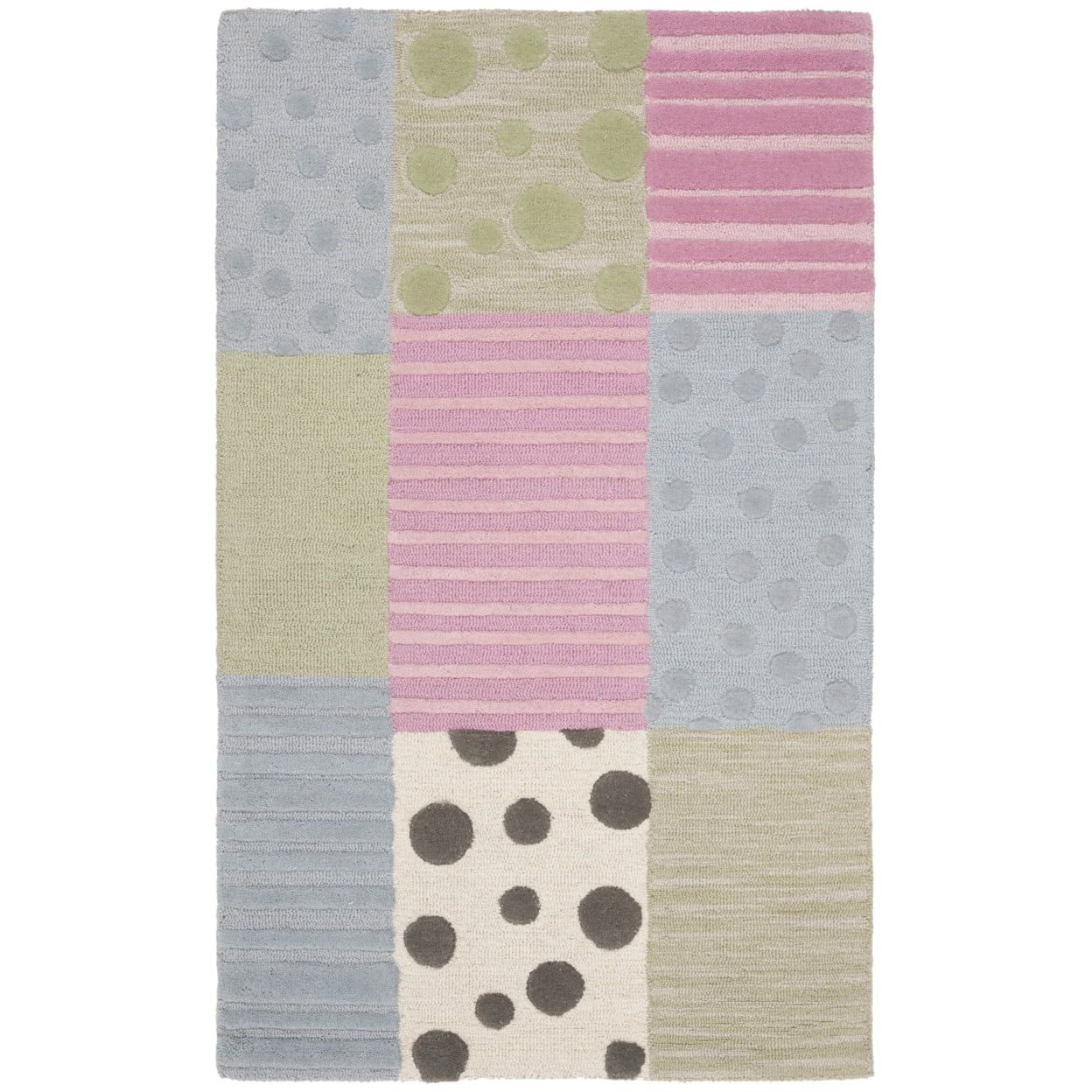 Blue and Pink Hand-Tufted Wool Kids Area Rug 3' x 5'