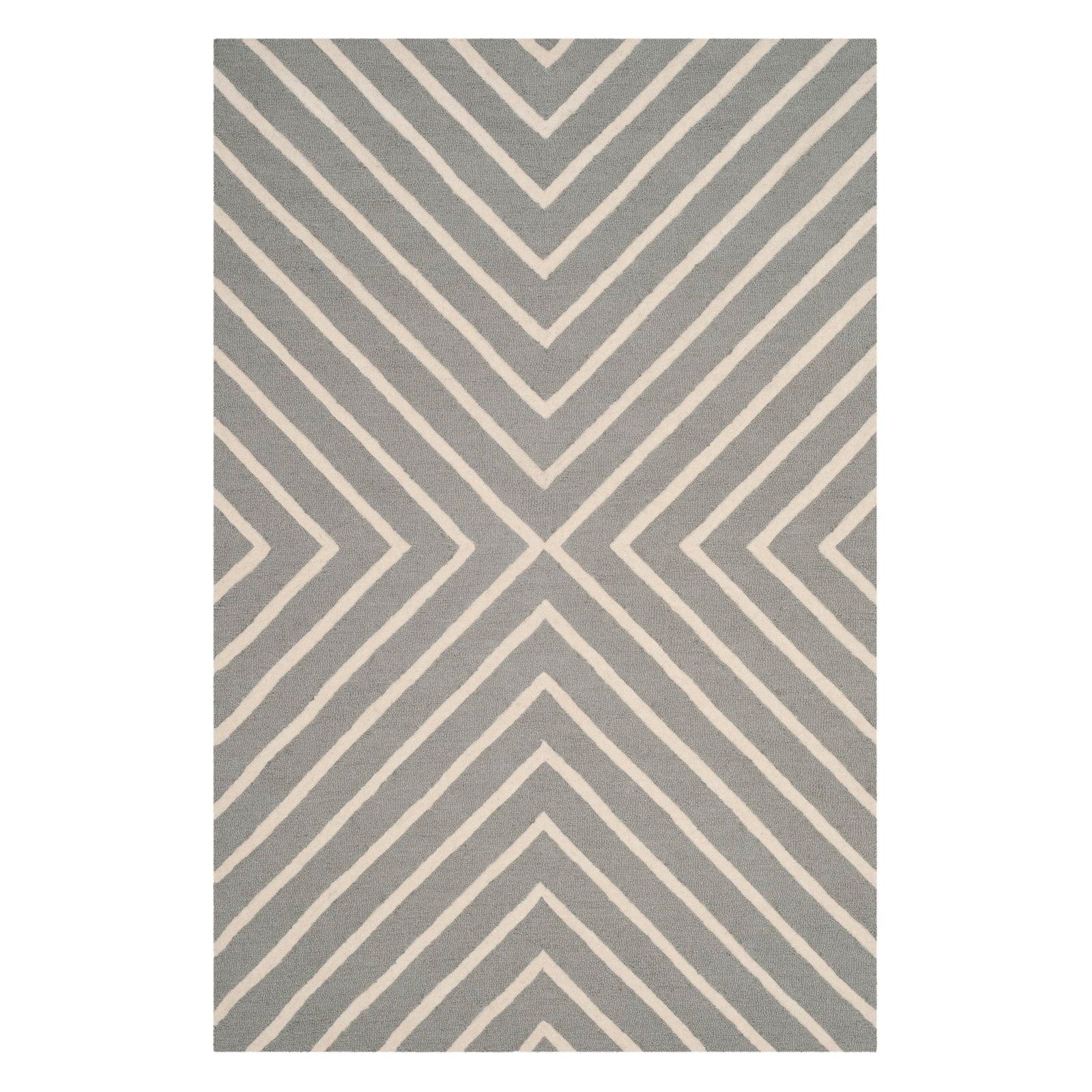 Hand-Tufted Whimsical Wool Kids Rug in Grey/Ivory, 6' x 9'