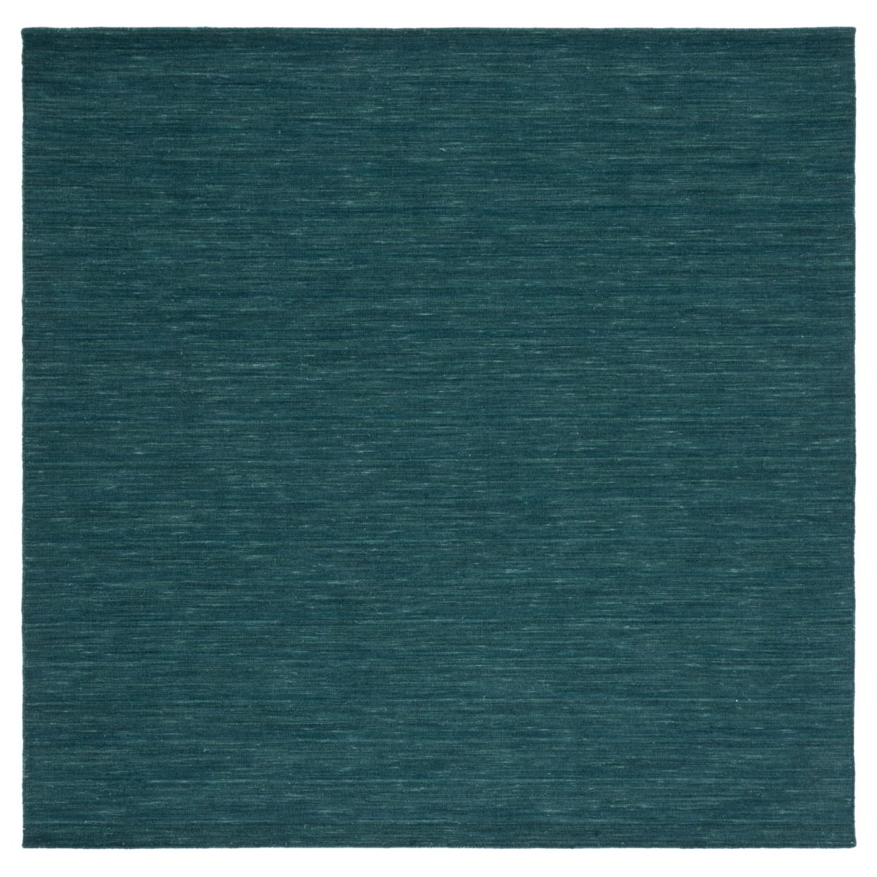 Handmade Dark Green Wool and Cotton Square Area Rug