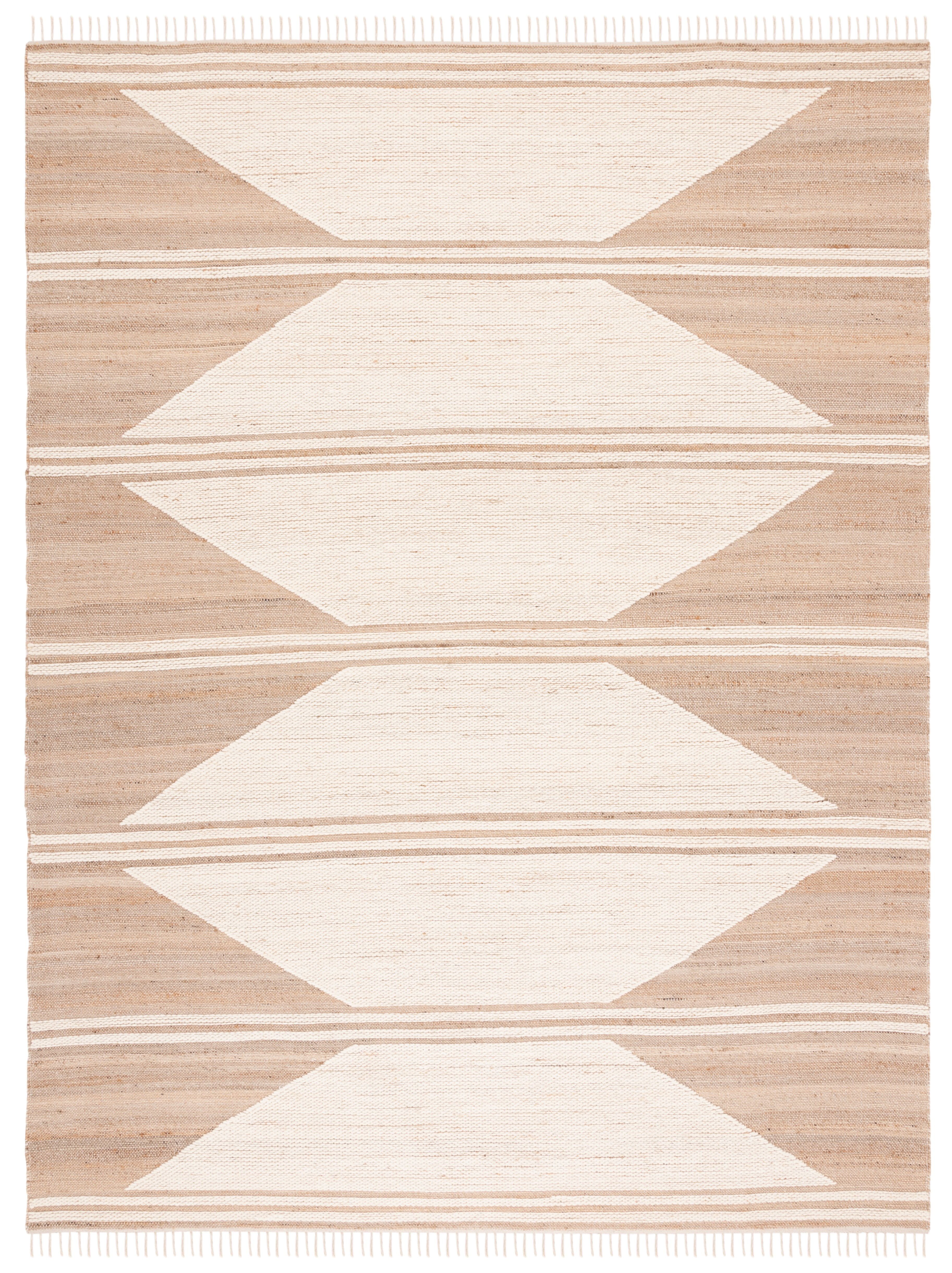 Ivory and Natural Wool Flat Woven 9' x 12' Rug