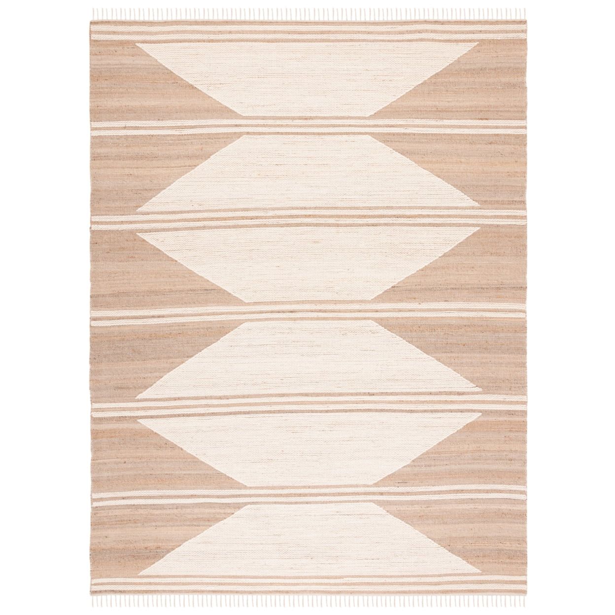 Ivory and Natural Wool Flat Woven 9' x 12' Rug