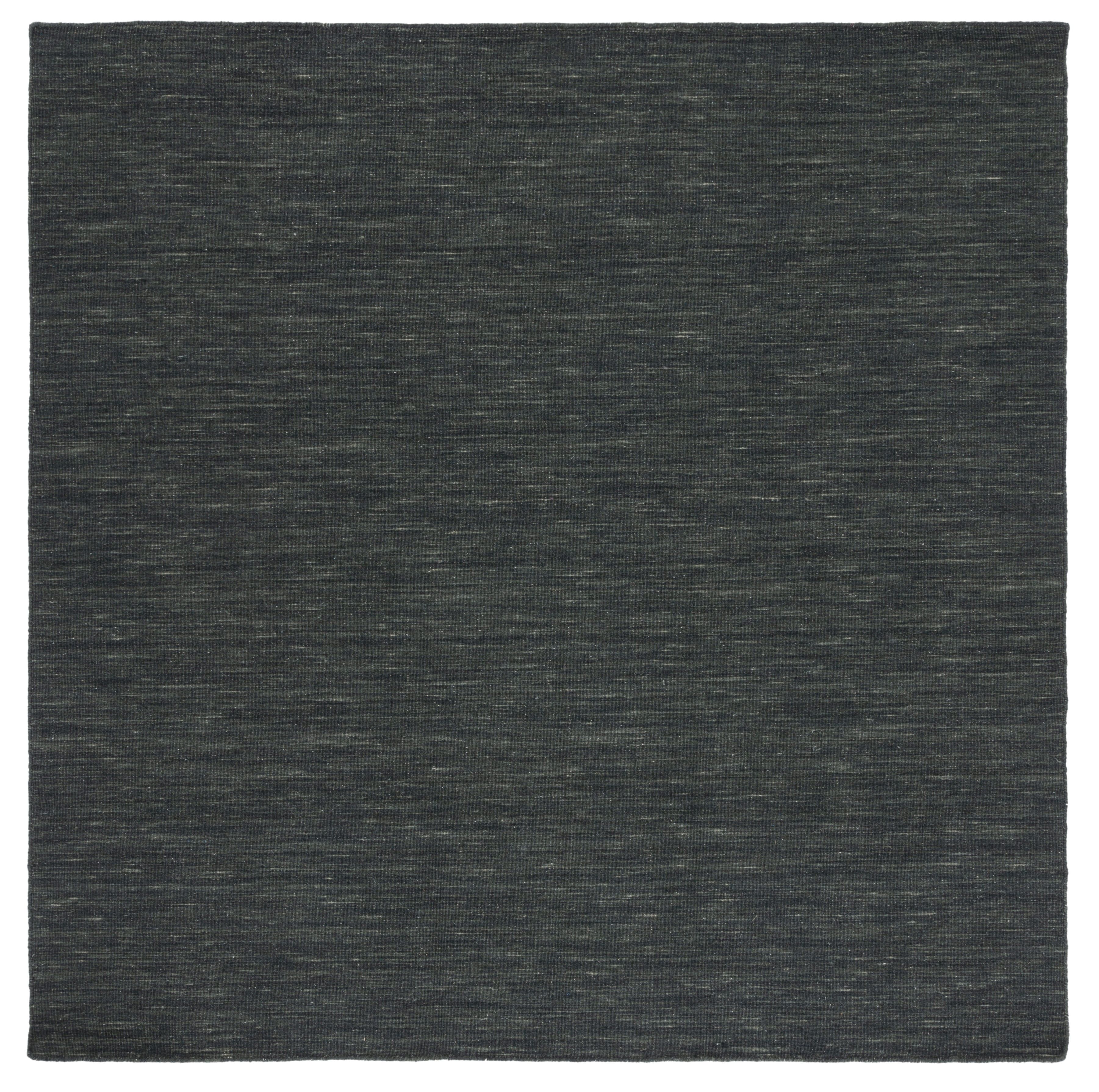 Handmade Charcoal & Grey Square Wool-Cotton Kilim Rug - 6'