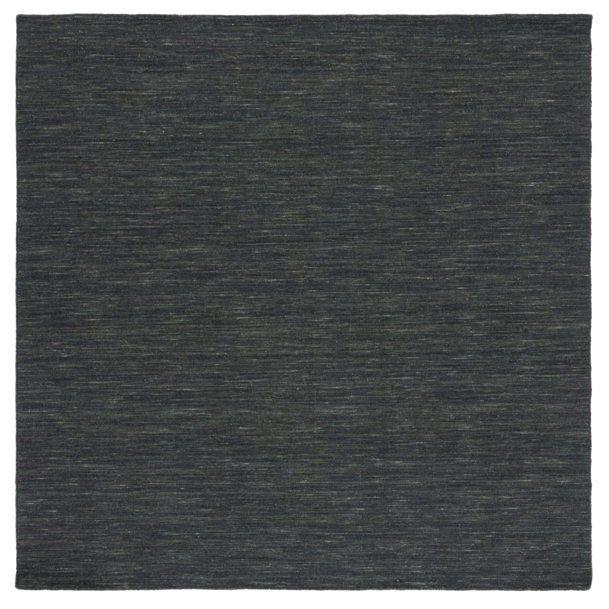 Handmade Charcoal & Grey Square Wool-Cotton Kilim Rug - 6'