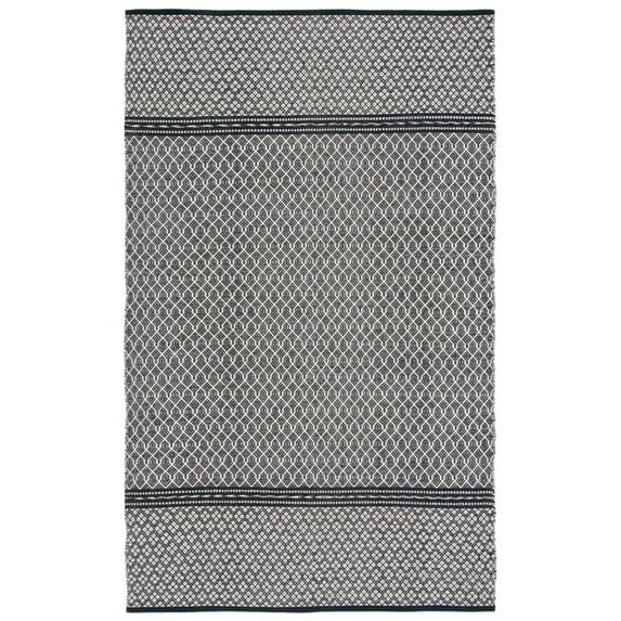 Handmade Black and Ivory Wool Geometric 9' x 12' Area Rug