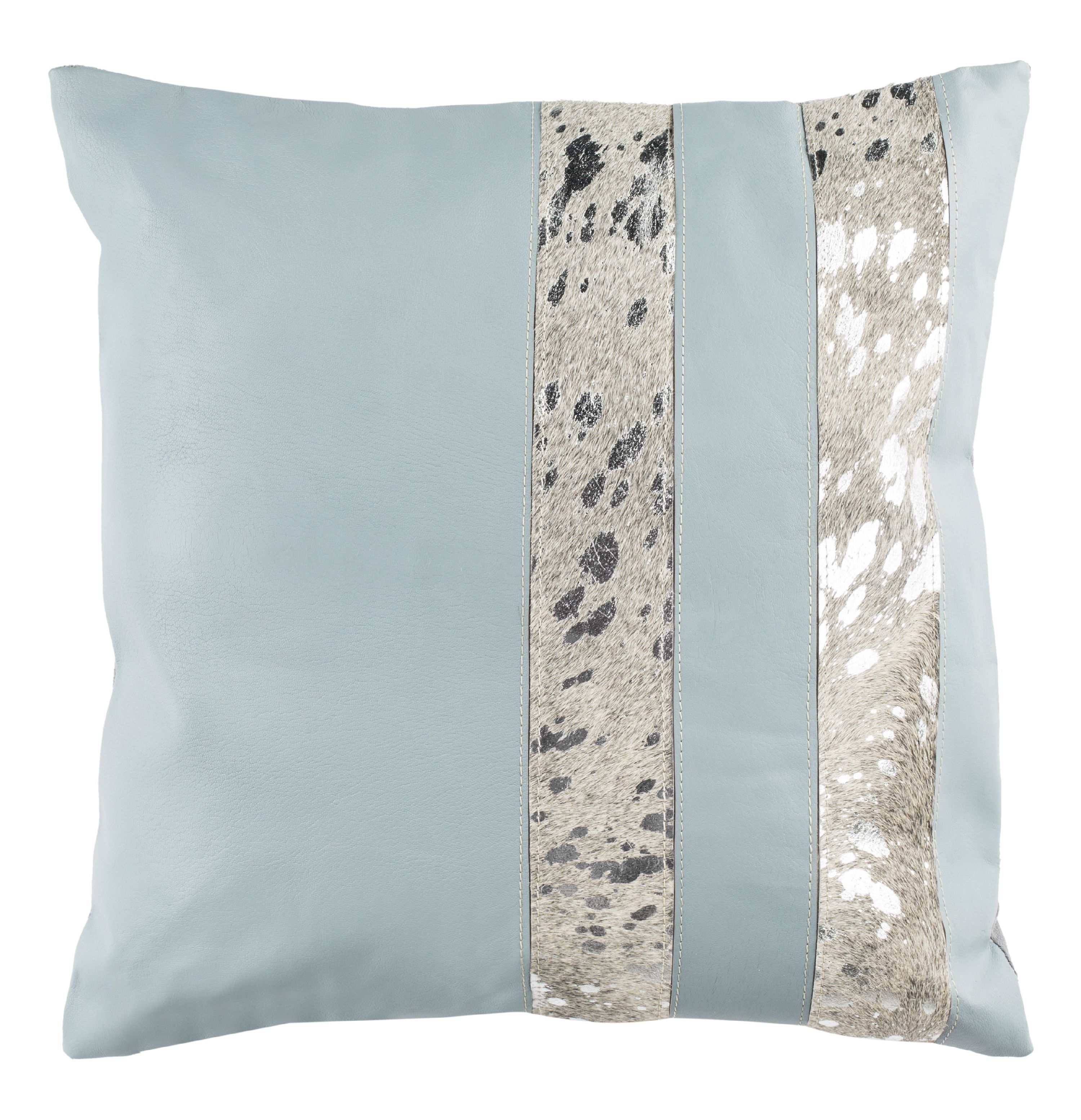 Gray and Silver 20" Square Cowhide Throw Pillow