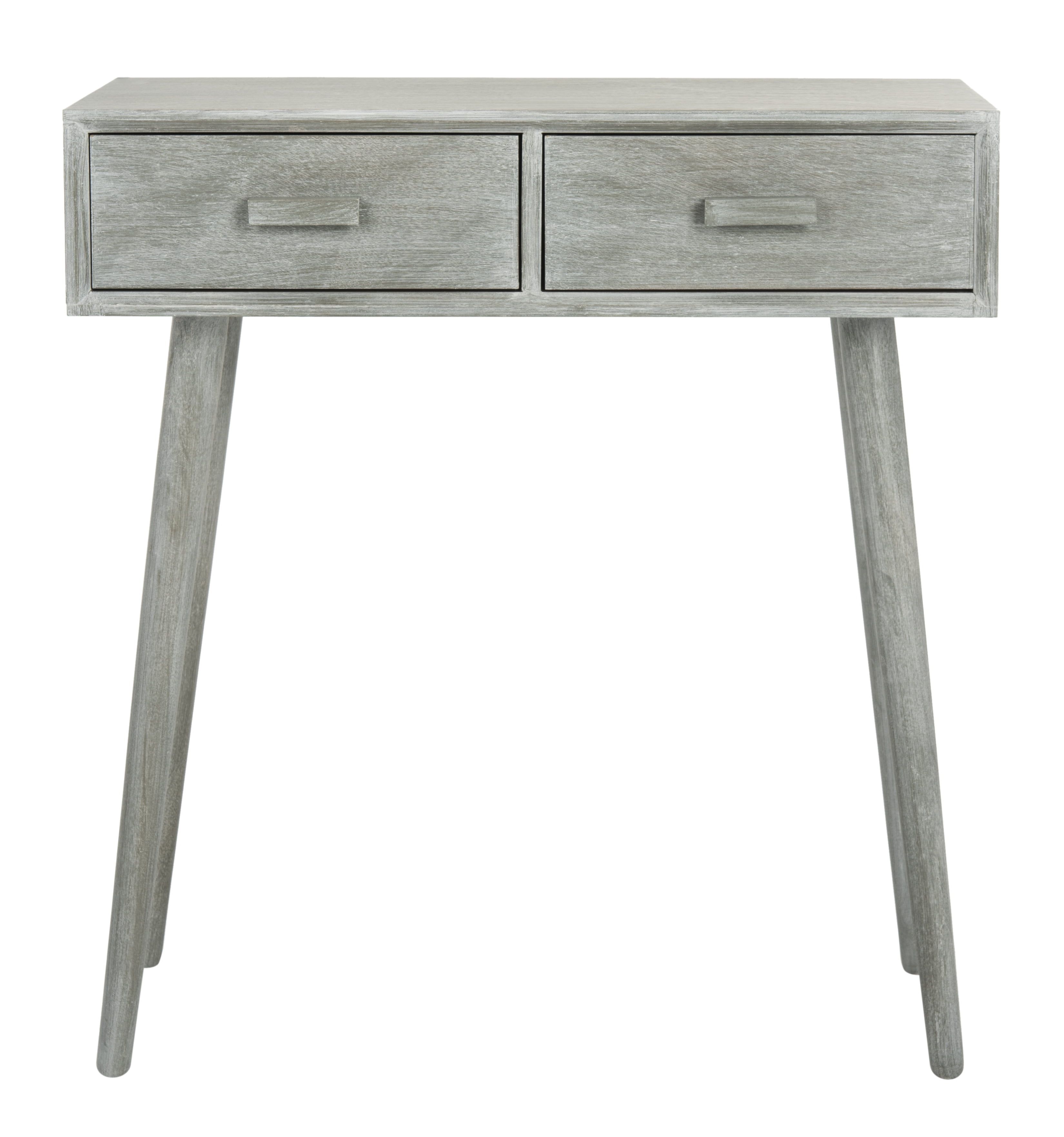 Gray Washed Wood Console Table with Dual Drawers