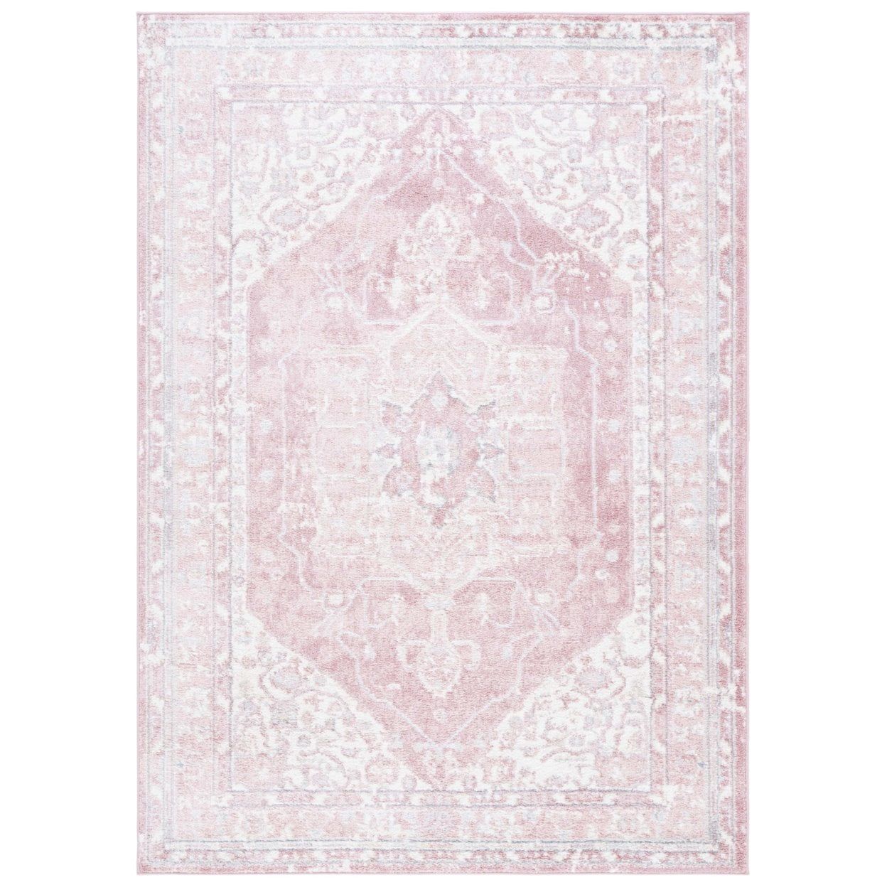 Layla Ivory and Grey Soft Square Synthetic Rug - 6'-7" x 6'-7"