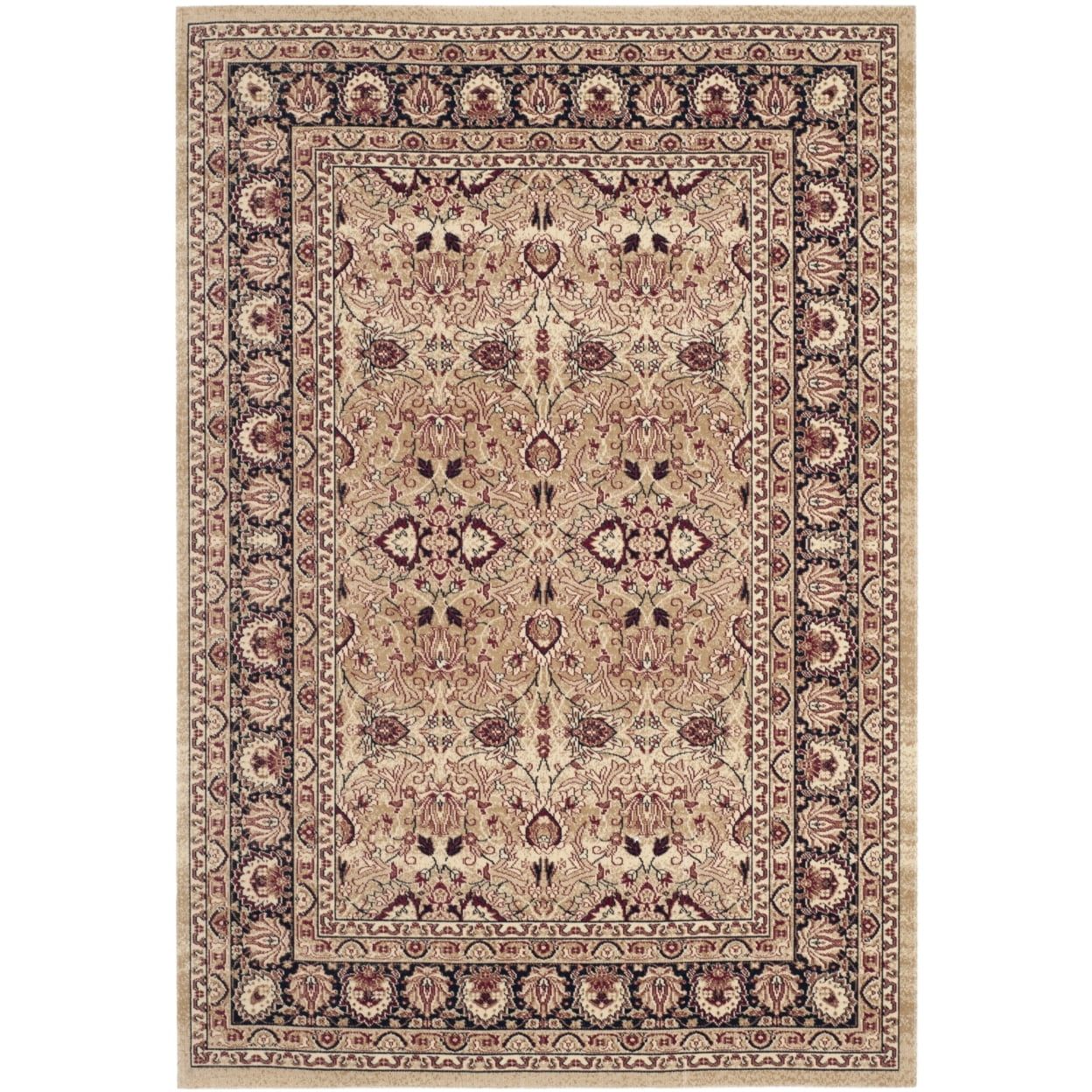 Lavar Kerman Cream and Navy Persian Area Rug