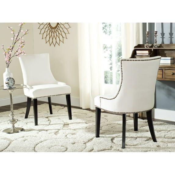 Elegant Sloped Arm White Velvet Upholstered Side Chair with Espresso Wood Legs