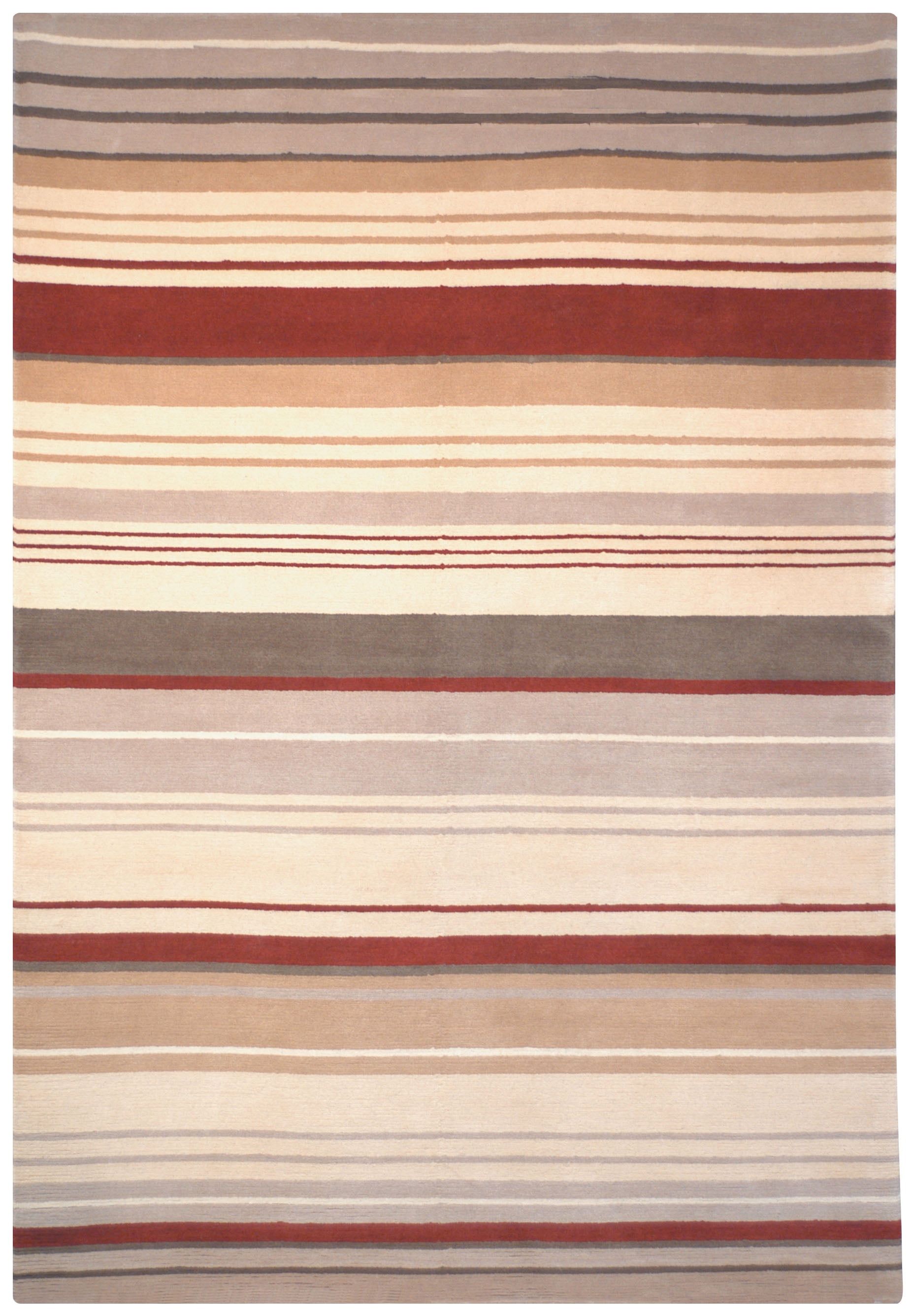 Lexington Hand-Knotted Striped Red Wool Area Rug, 4' x 6'